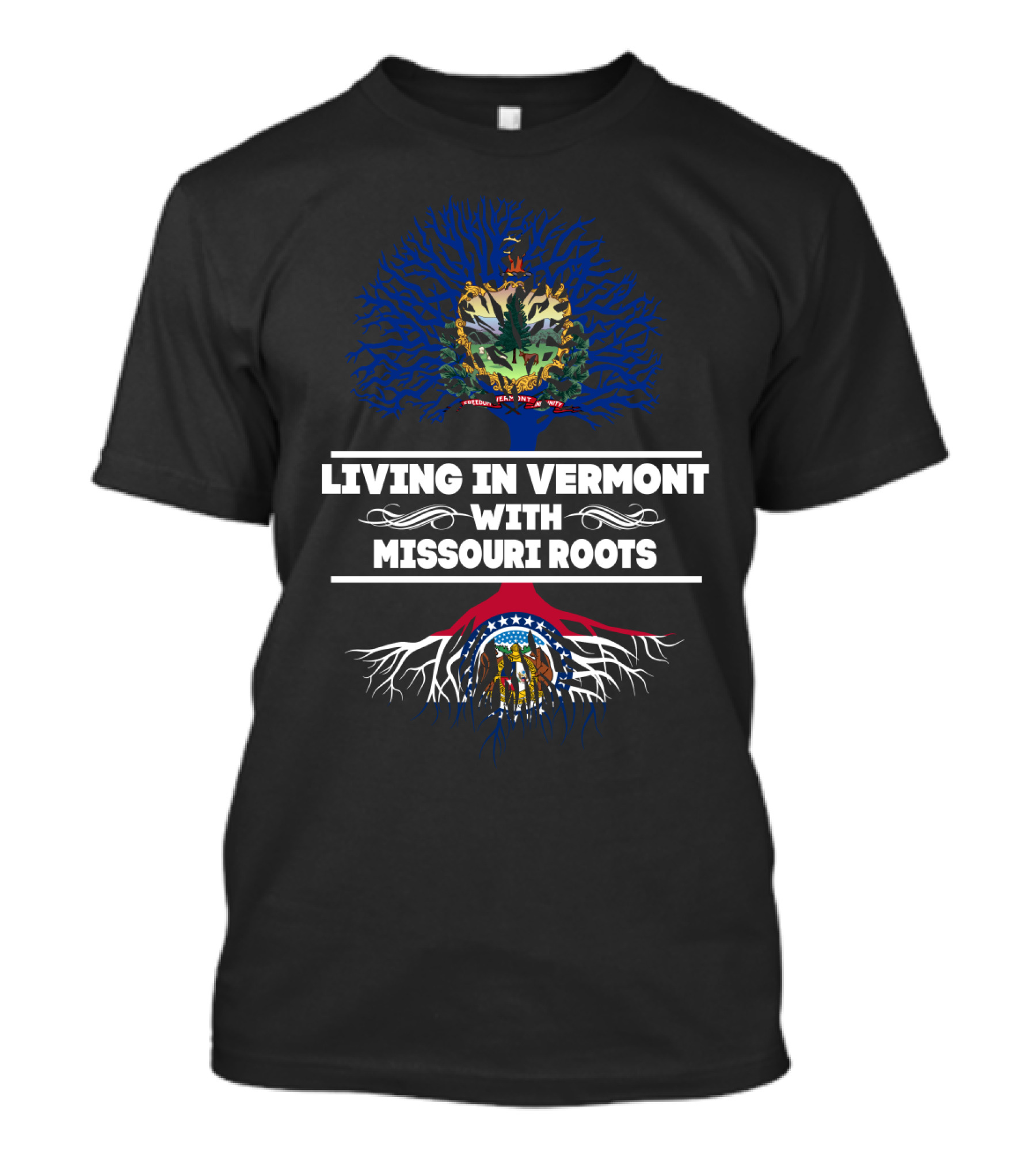 Vermont And Missouri State Roots Connection Highlighted By Symbols T-Shirt