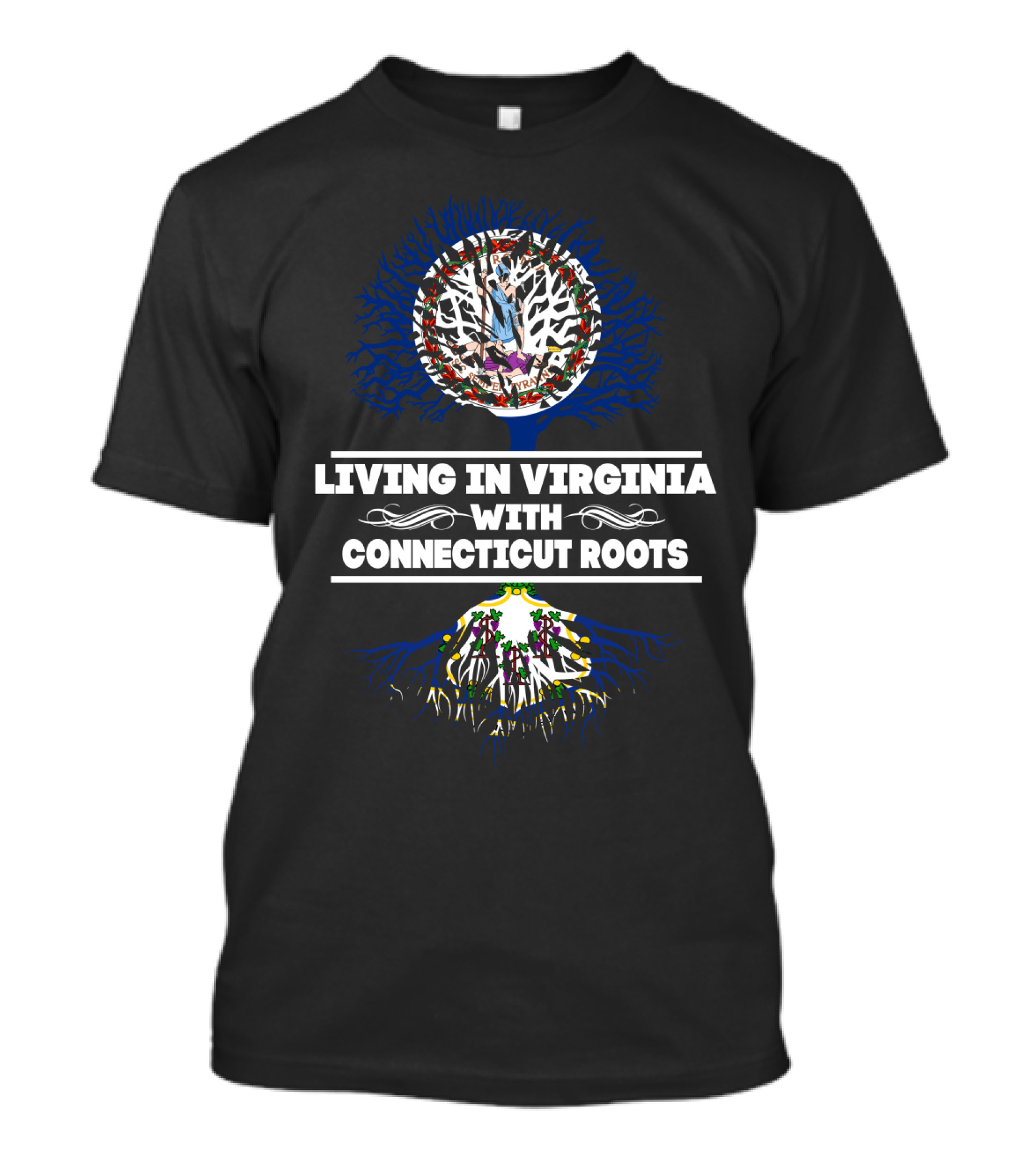 Connecting Virginia Living With Connecticut Heritage Tree Roots T-Shirt