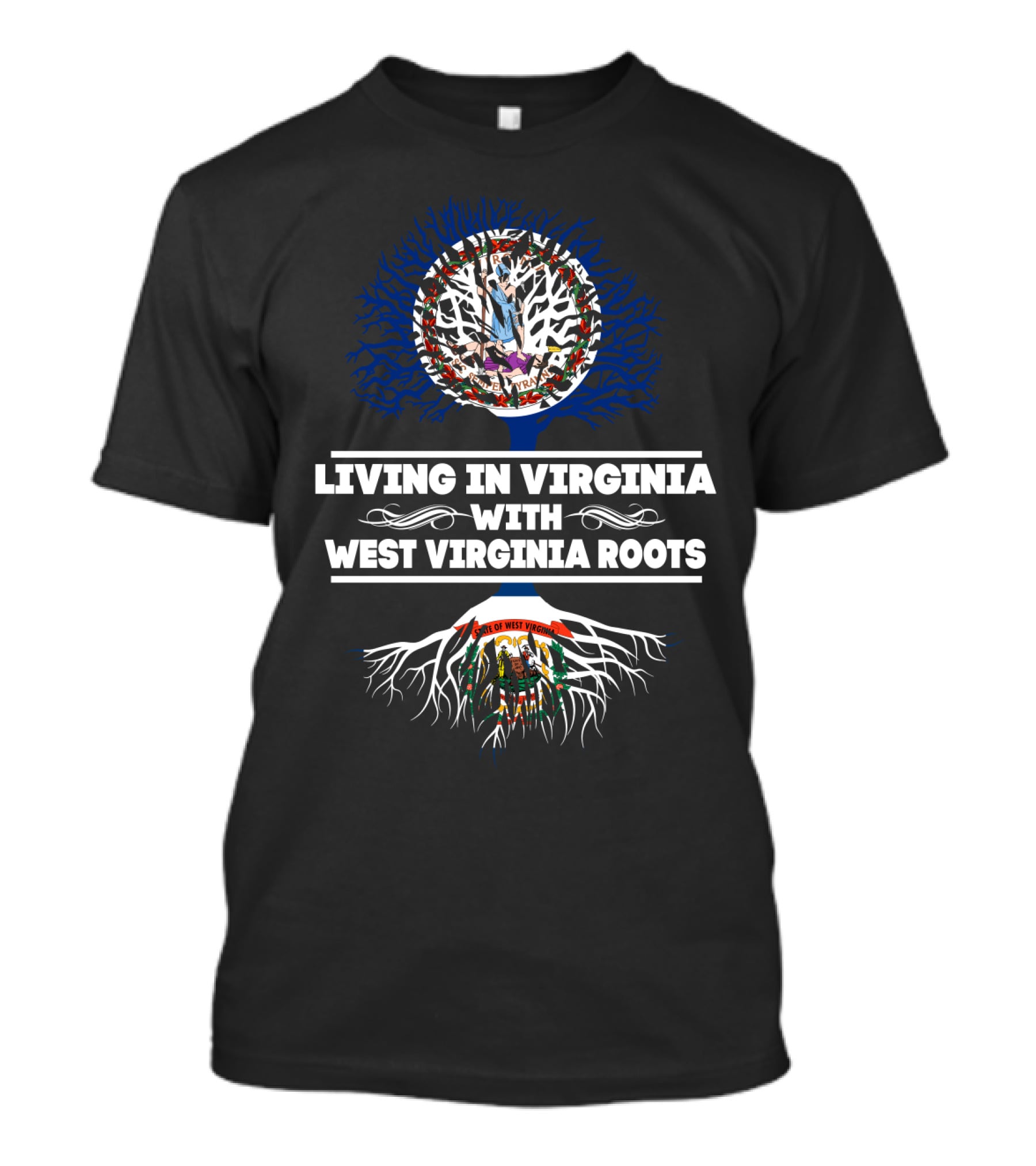 Living In Virginia Pride With Deep West Virginia Roots Featuring State Symbols T-Shirt