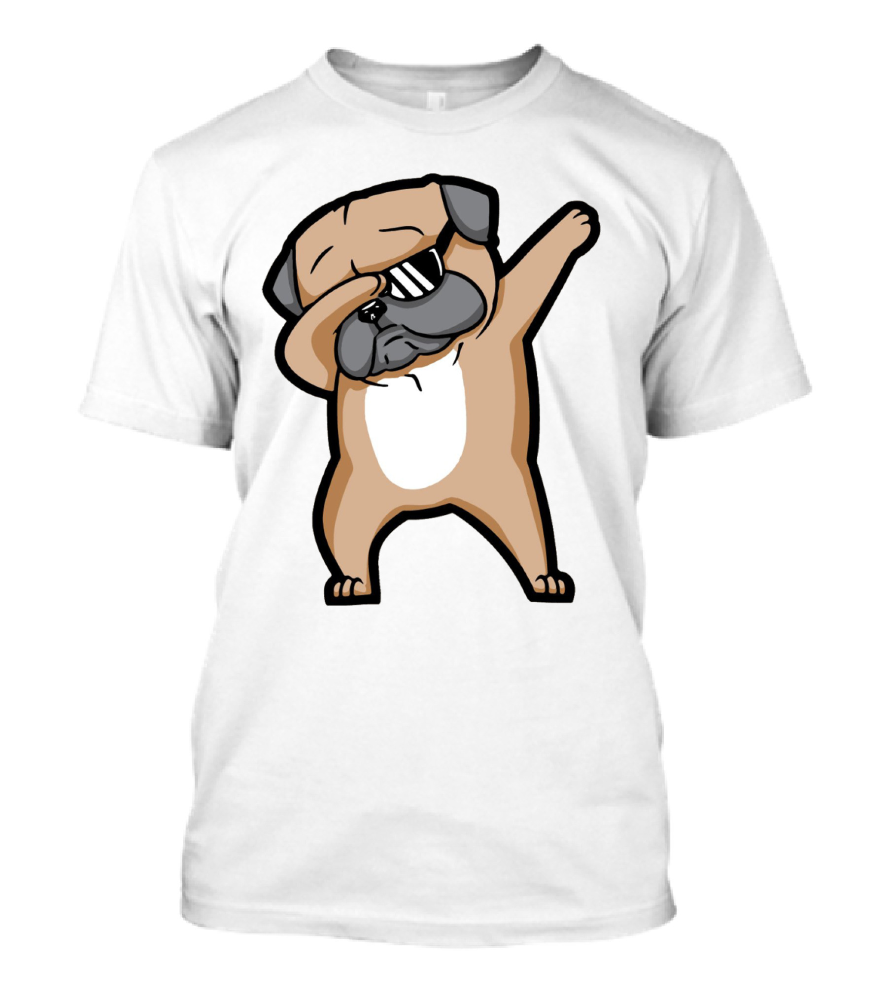 Dabbing Pug With Sunglasses Dance Pose Drawing T-Shirt