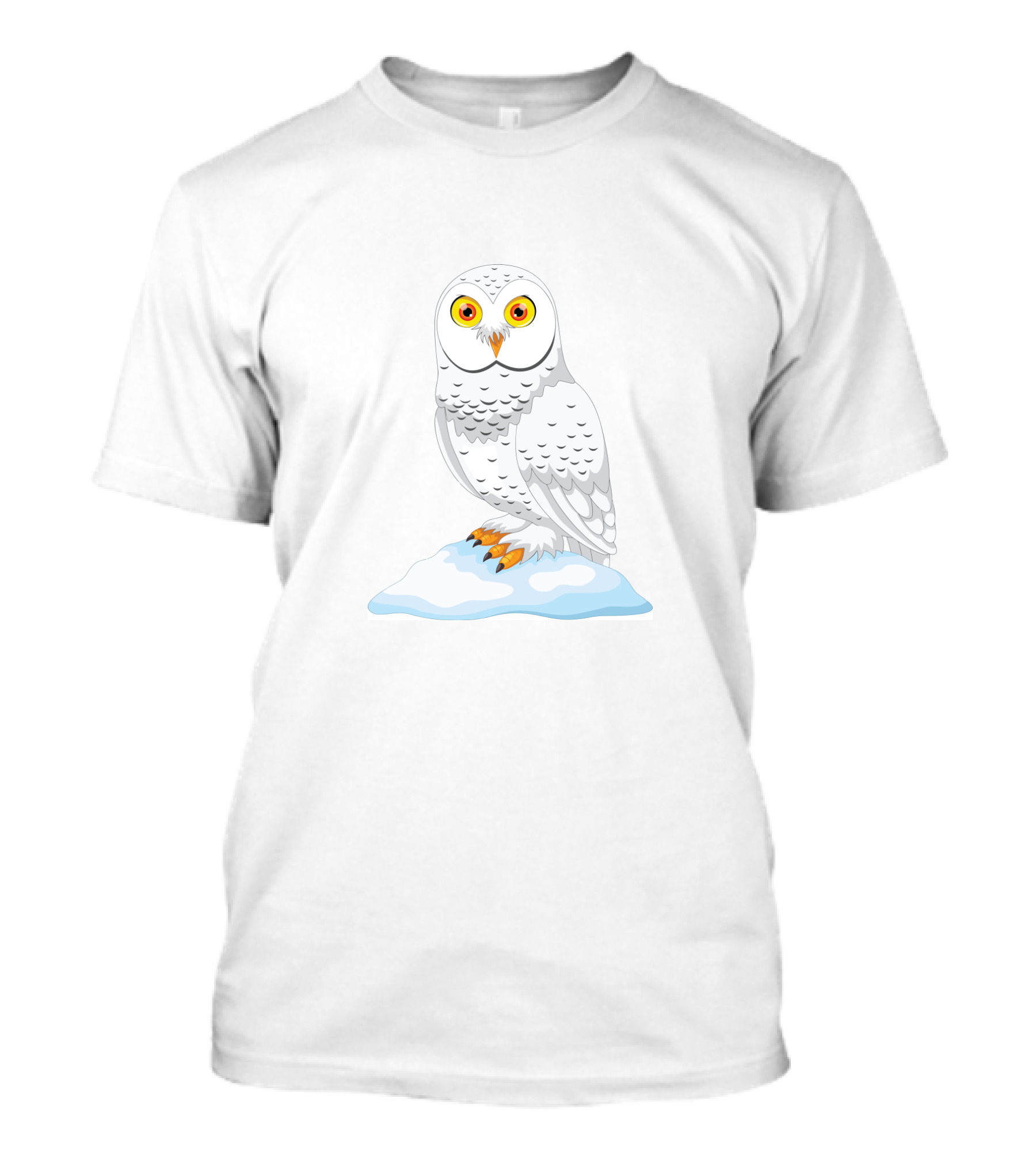 Cute Cartoon Arctic Owl Sitting On Snow T-Shirt