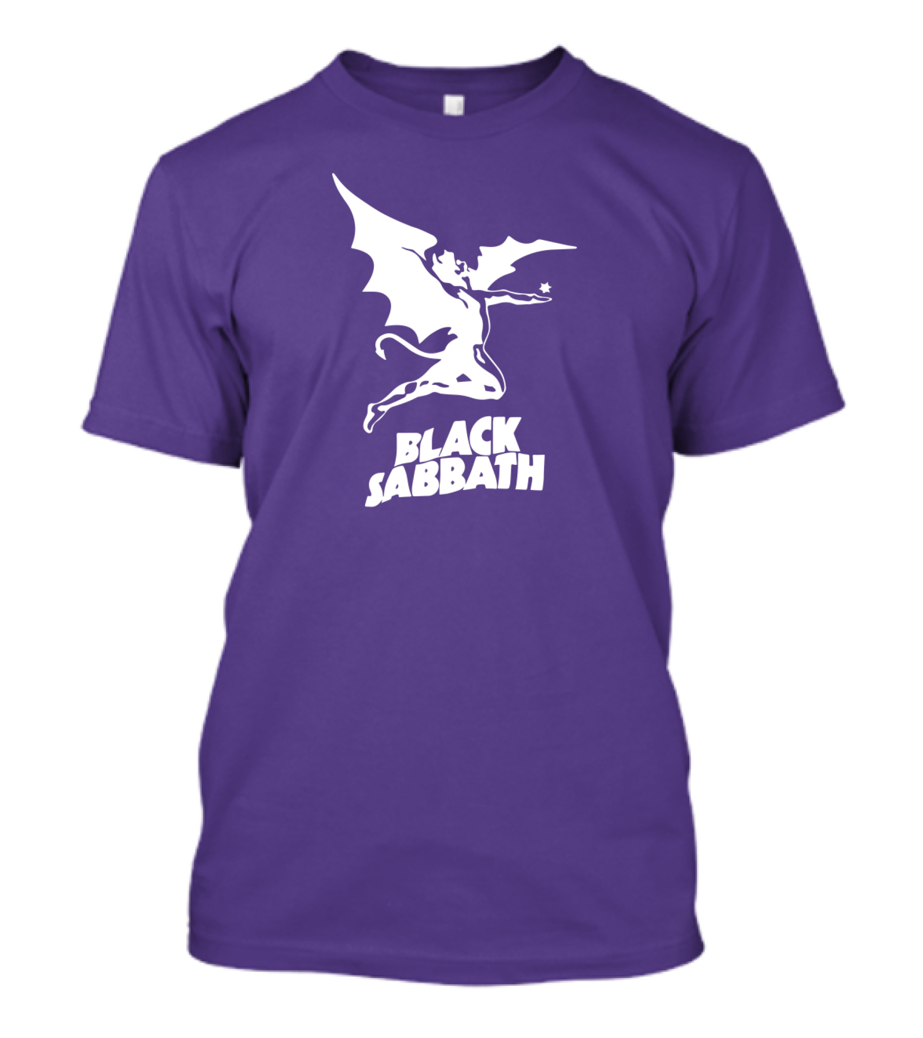 Black Sabbath Flying Devil Logo Purple Background T-Shirt