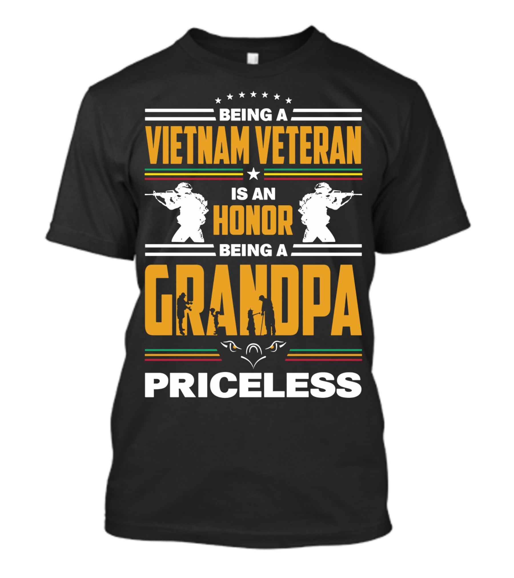 Being A Vietnam Veteran Is An Honor Being A Grandpa Priceless With Soldier Silhouettes And Stars T-Shirt