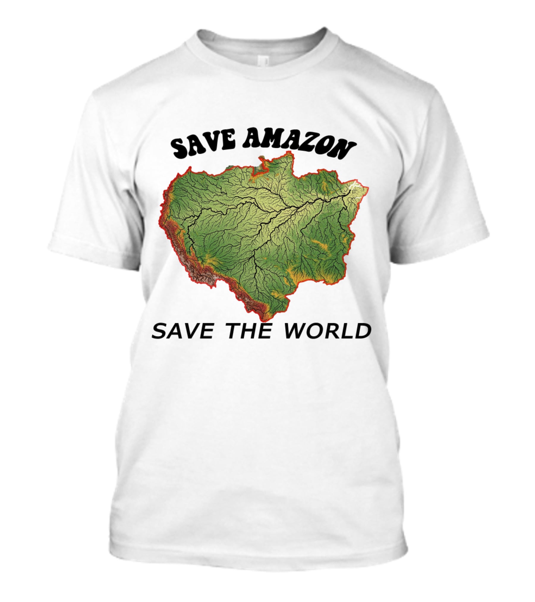 Save Amazon Save The World Map T-Shirt