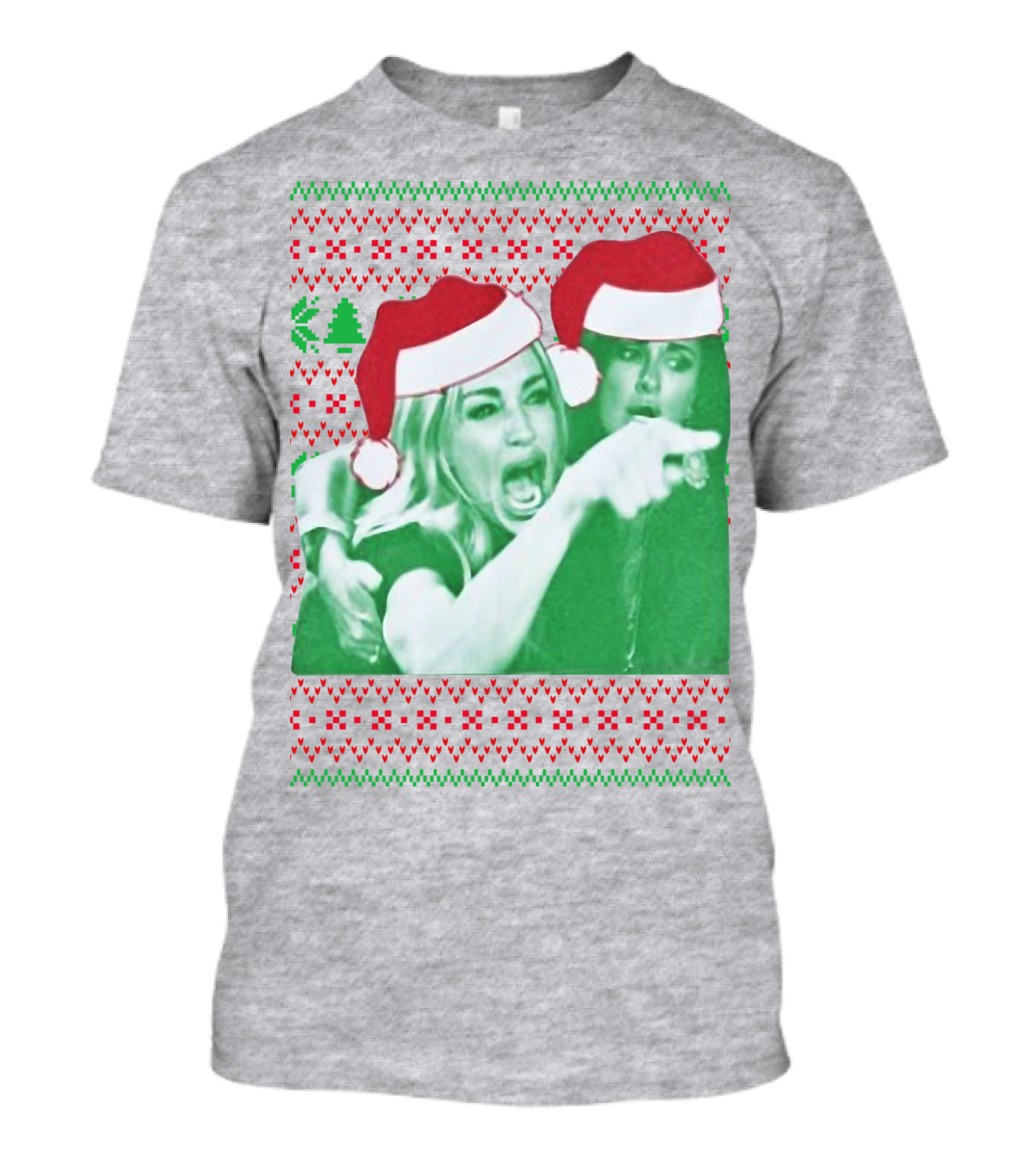 Woman Yelling At Cat Meme Christmas Santa Hats Raglan T-Shirt