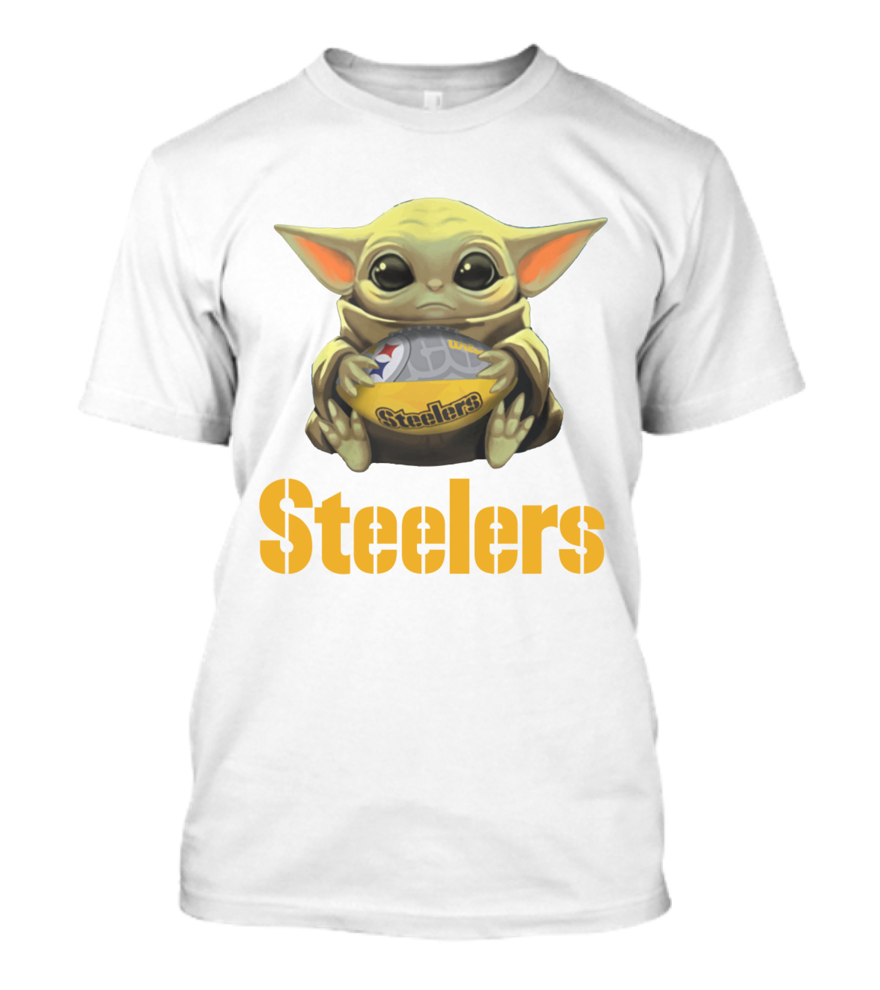 Baby Yoda Hug Steelers Football Team T-Shirt