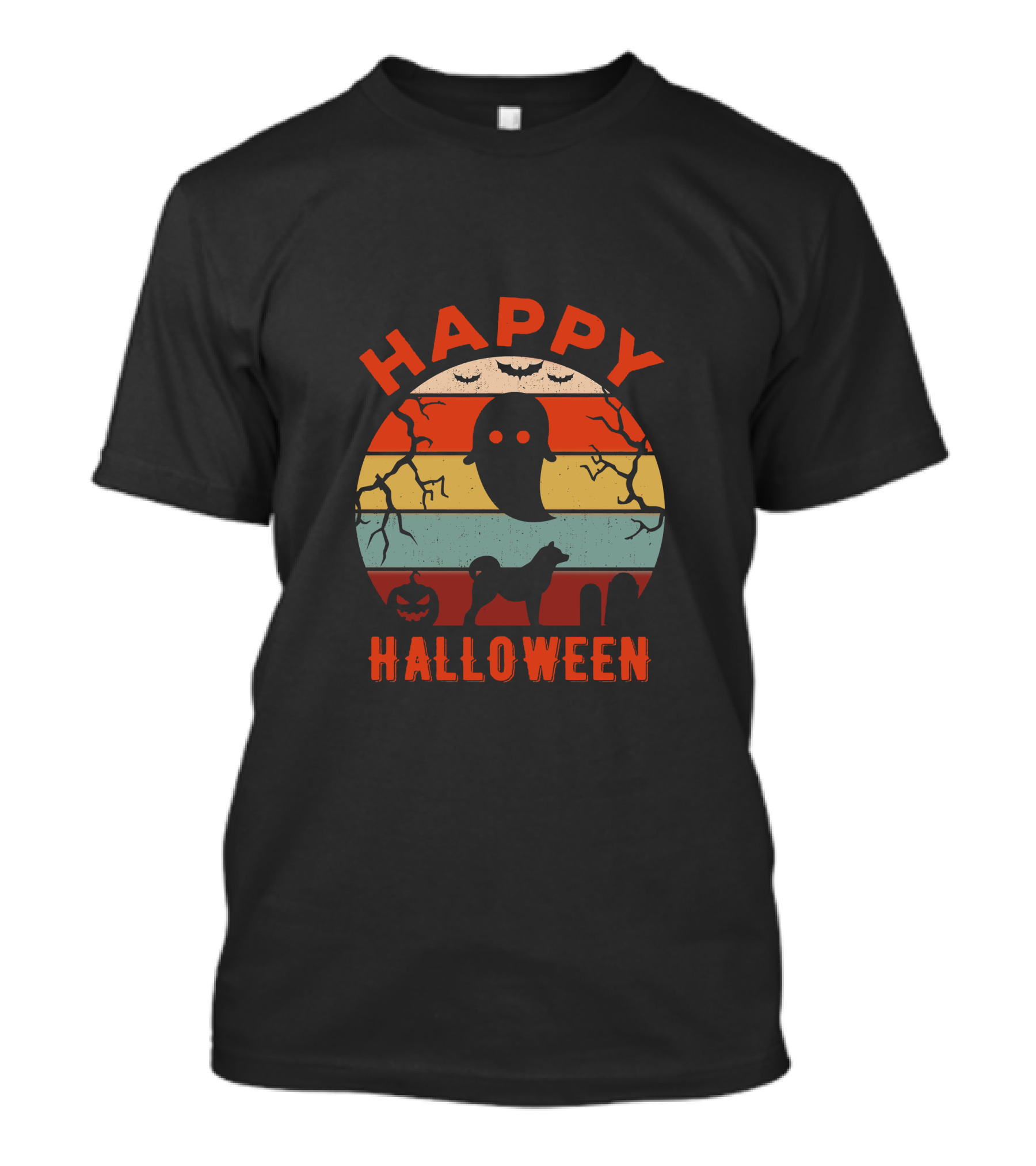 Happy Halloween Akita Ghost Pumpkin T-Shirt