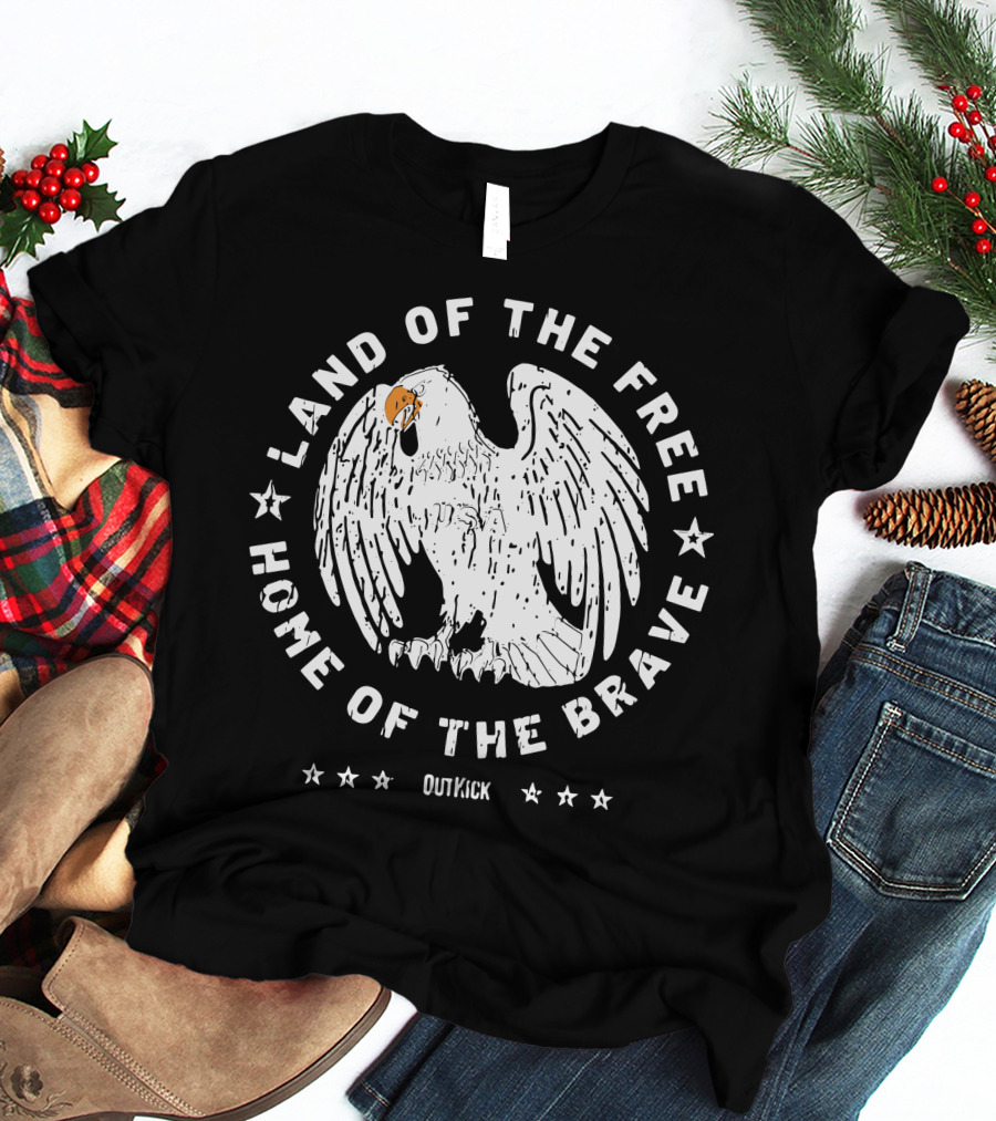 Land Of The Free Home Of The Brave Eagle OutKick T-Shirt