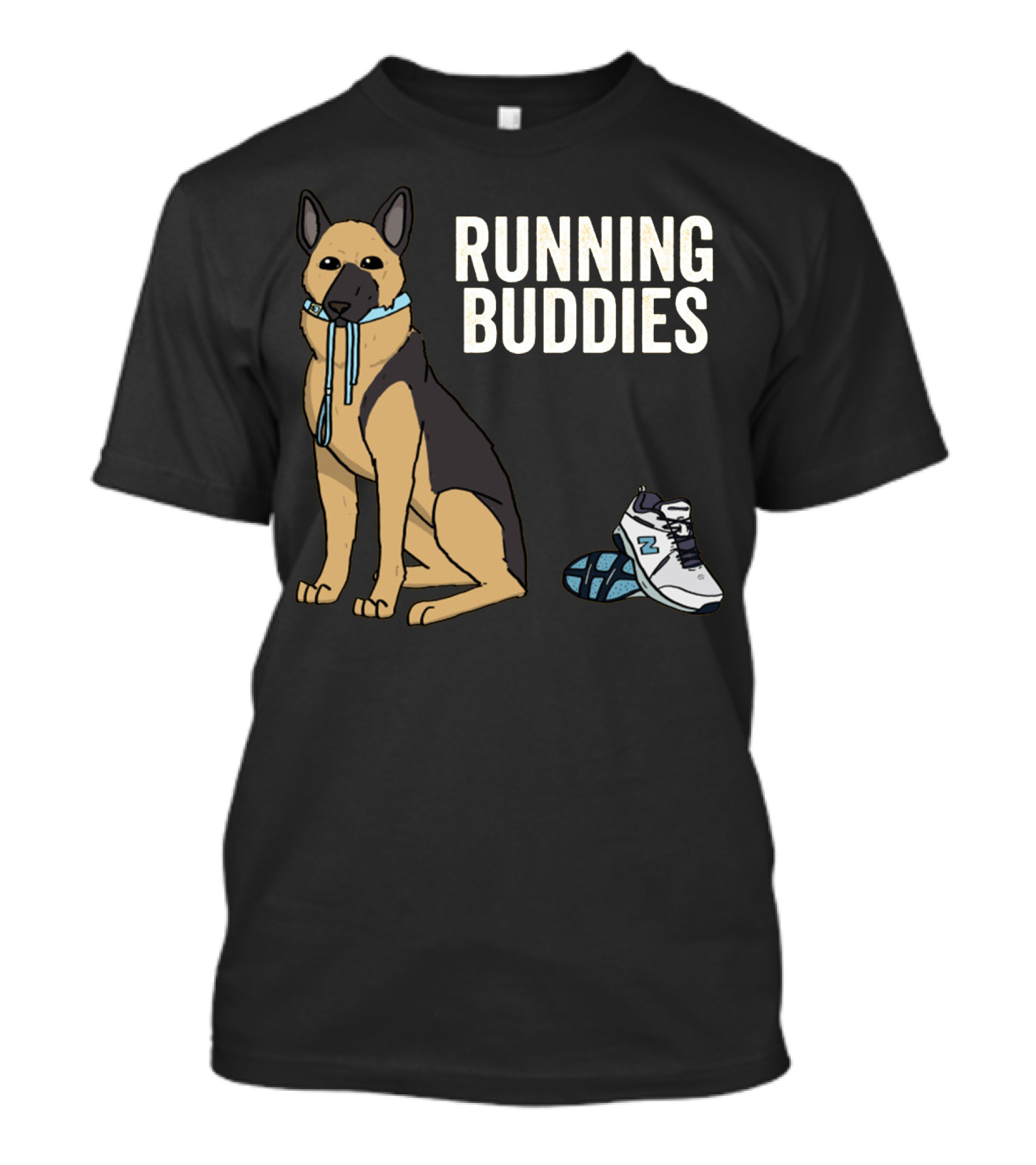 German Shepherd Running Buddies With Shoes And Collar T-Shirt