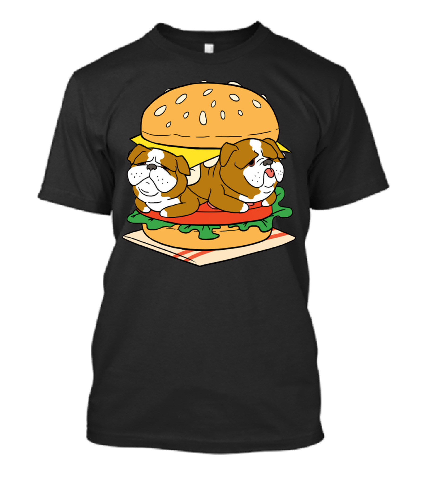 Bulldog Cheeseburger Cute Pet Sandwich Funny Food T-Shirt
