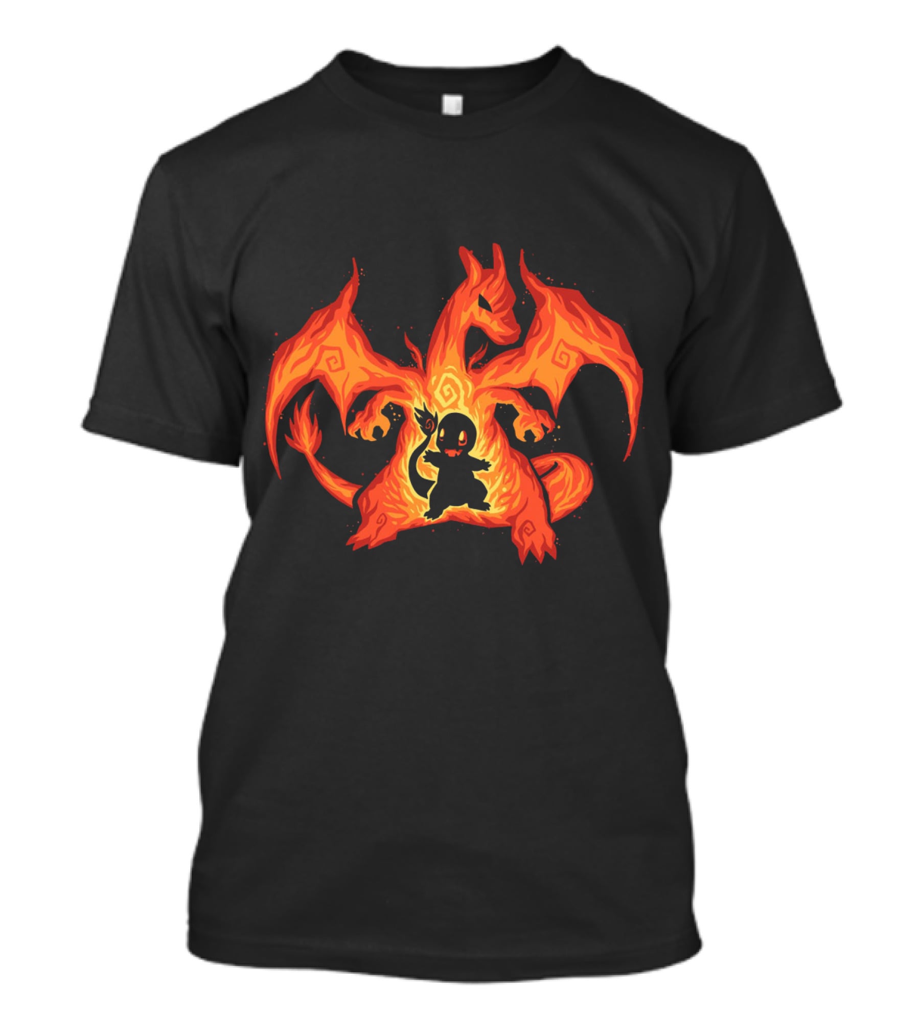 EVOLUTION CHARIZARD AND CHARMANDER POKEMON FIRE TRANSFORMATION T-Shirt