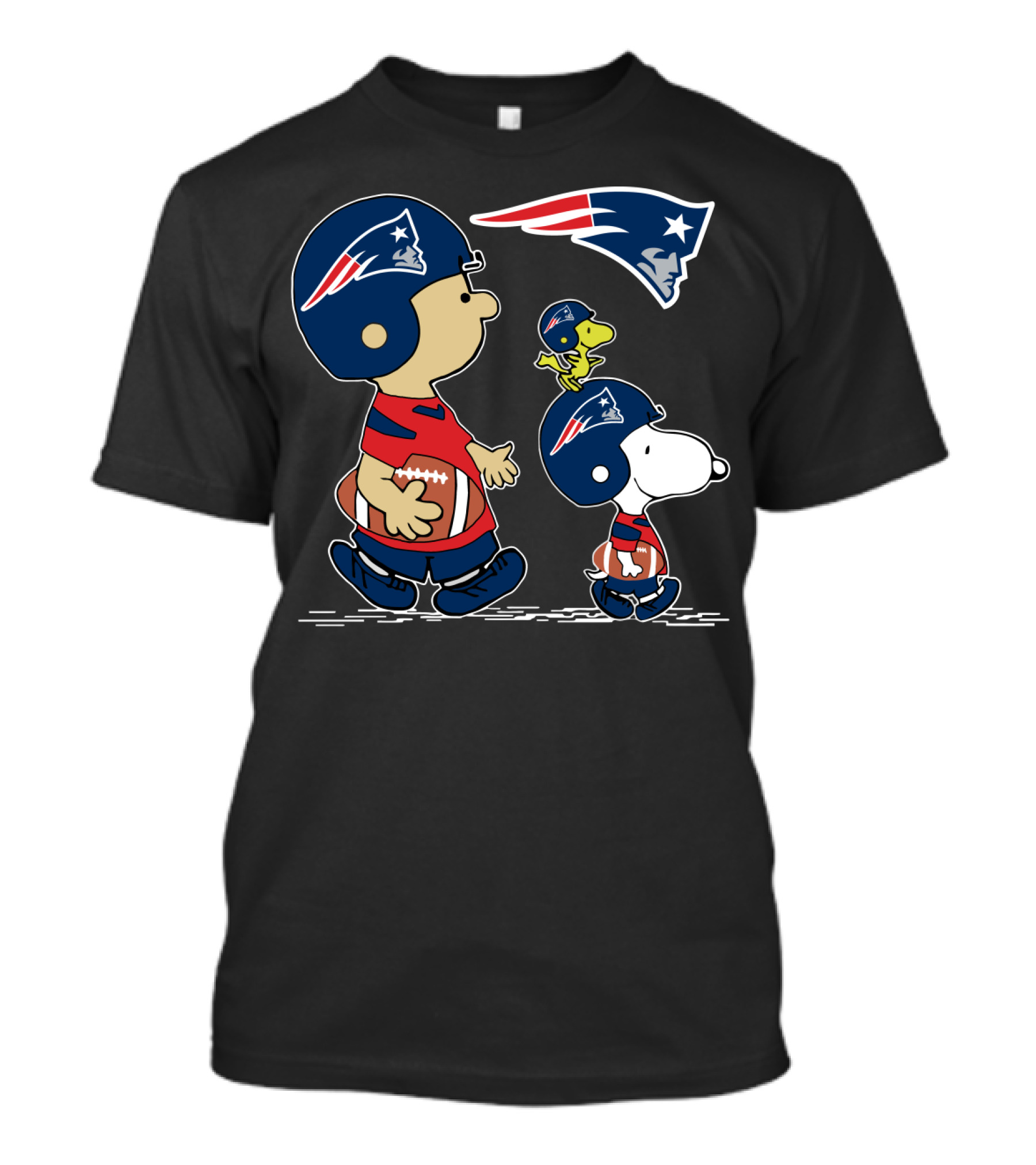 New England Patriots Peanuts Christmas Football Charlie Brown Snoopy Woodstock T-Shirt