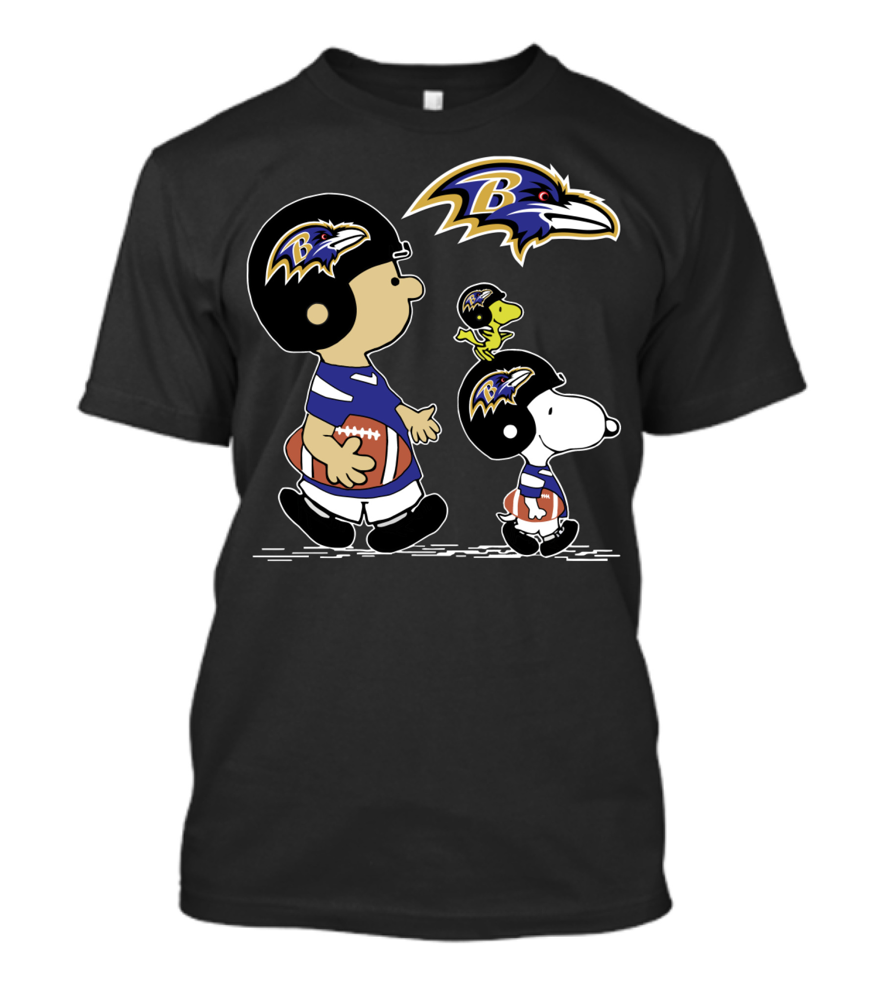 Baltimore Ravens Peanuts Christmas Football Characters T-Shirt