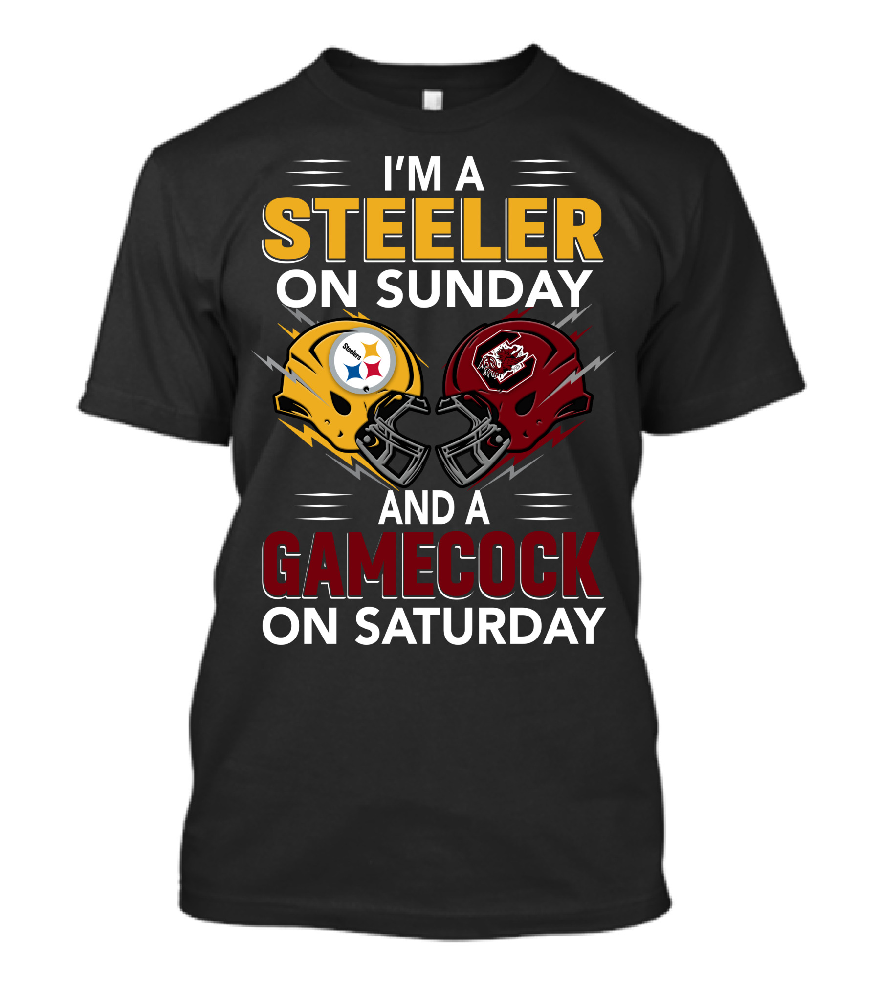 I'm A Steeler On Sunday And A Gamecock On Saturday Football Helmets T-Shirt
