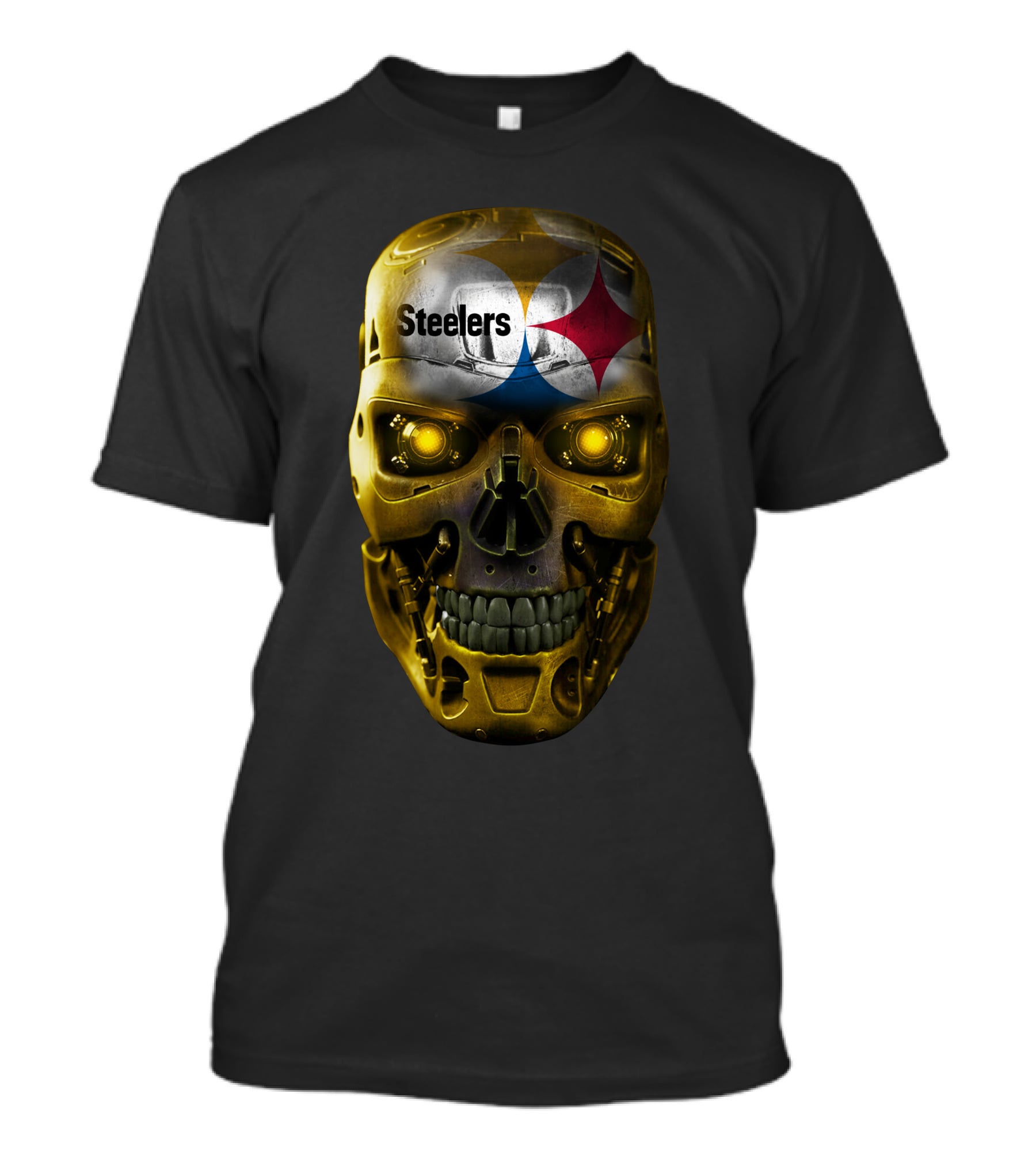 Steelers Skull Terminator Style T-Shirt