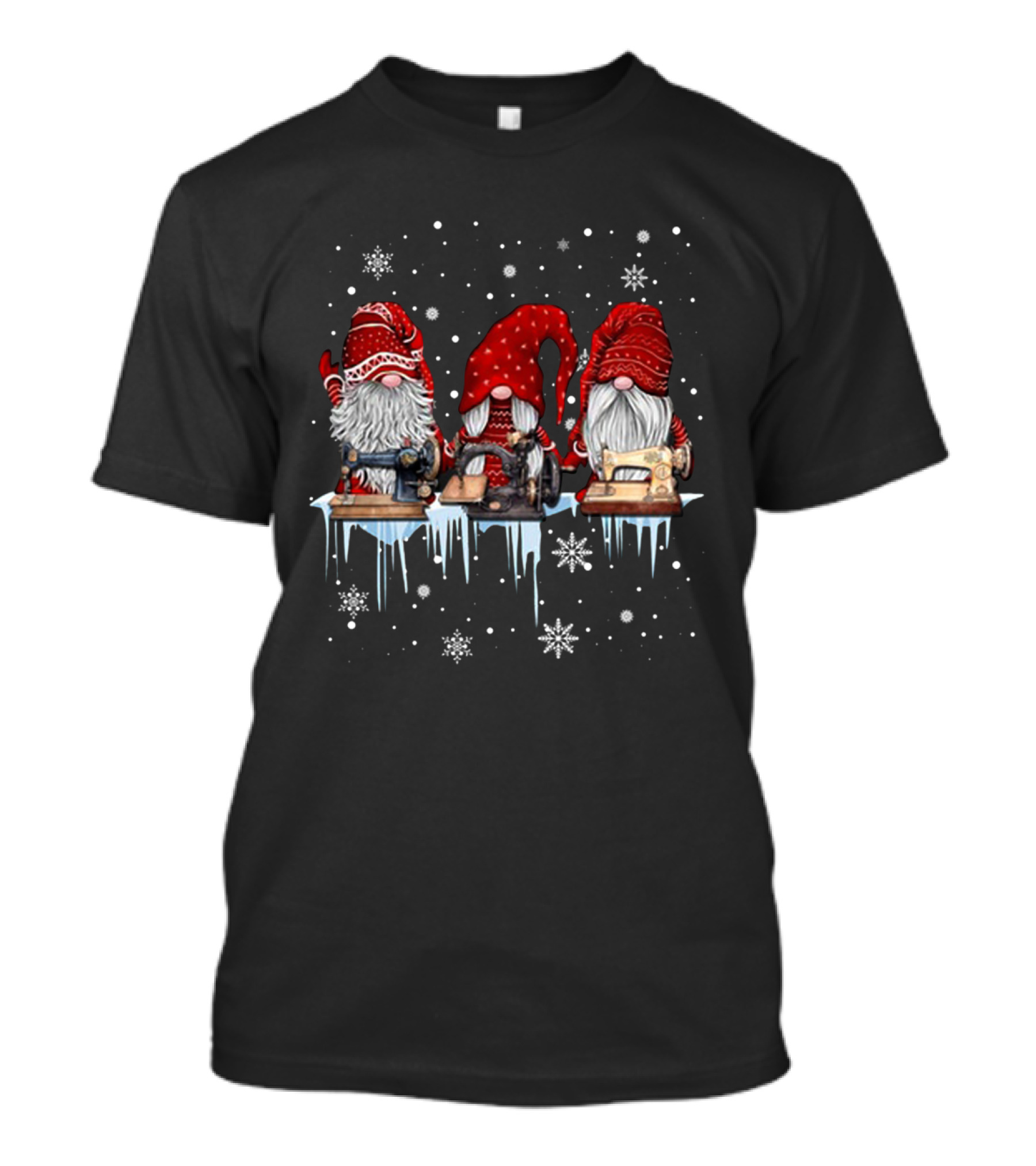 Christmas Gnome Sewing Snowflakes T-Shirt