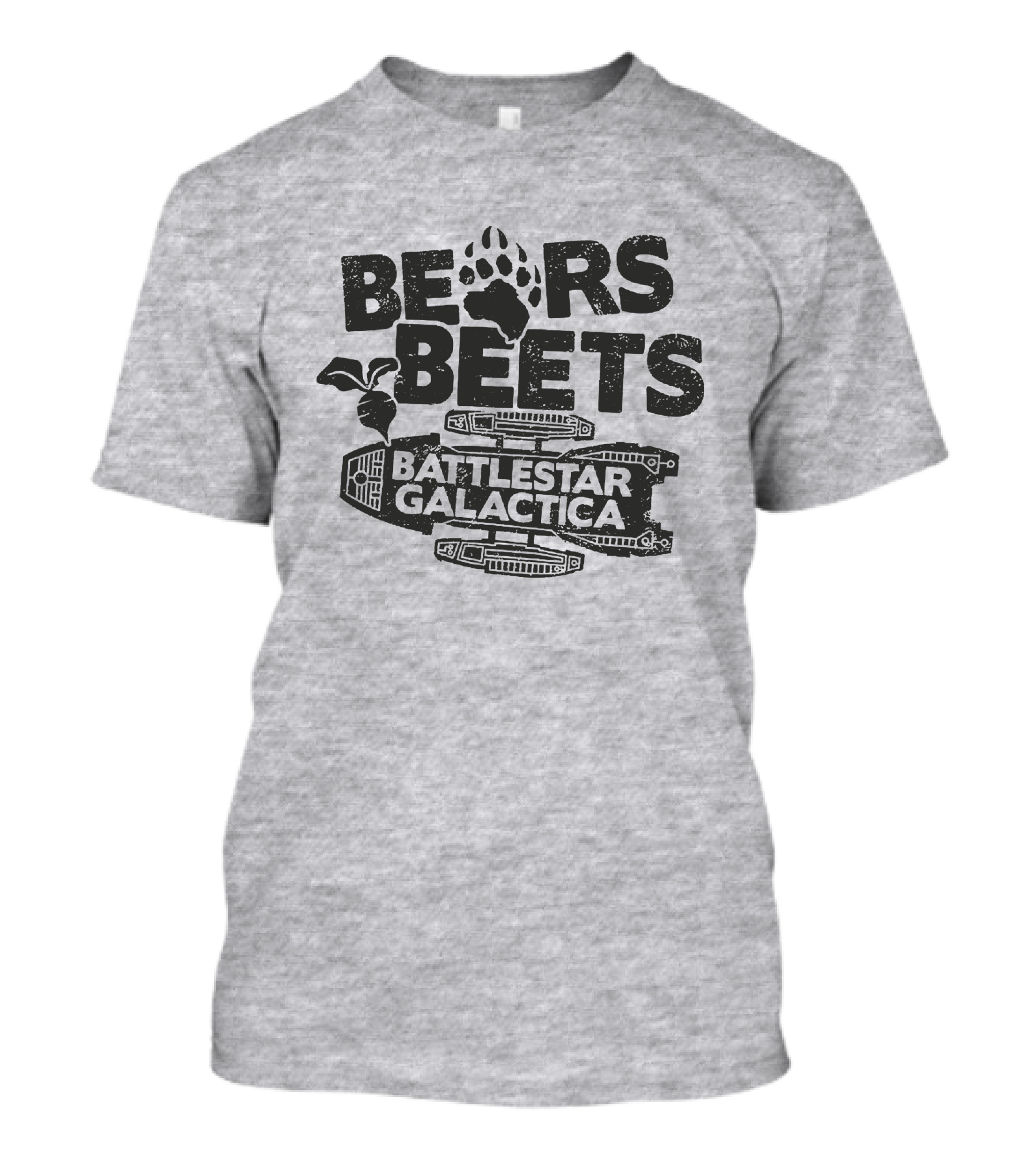 Bears Beets Battlestar Galactica Paw Print Spaceship Beetroot T-Shirt