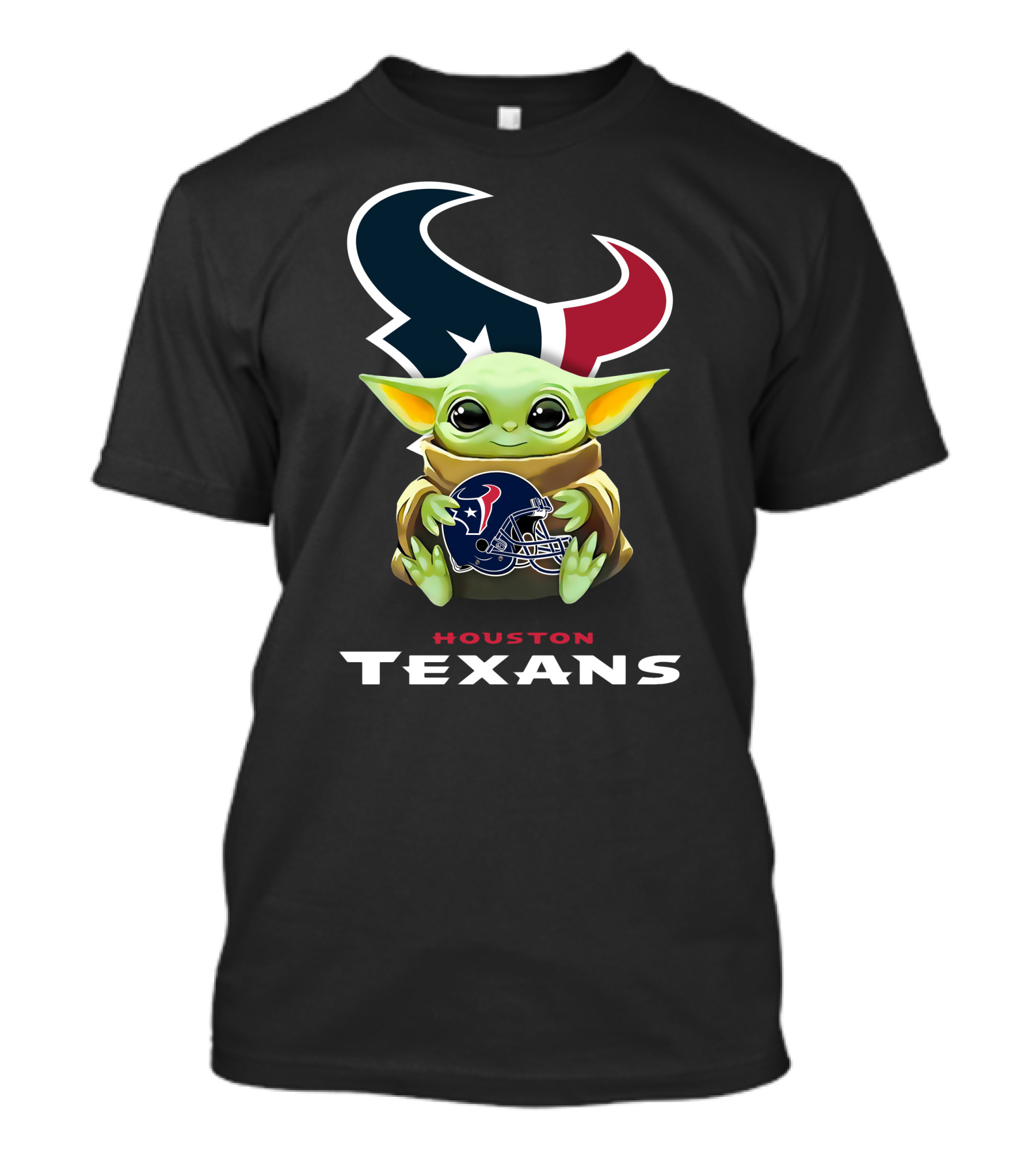 Baby Yoda With Houston Texans Helmet T-Shirt
