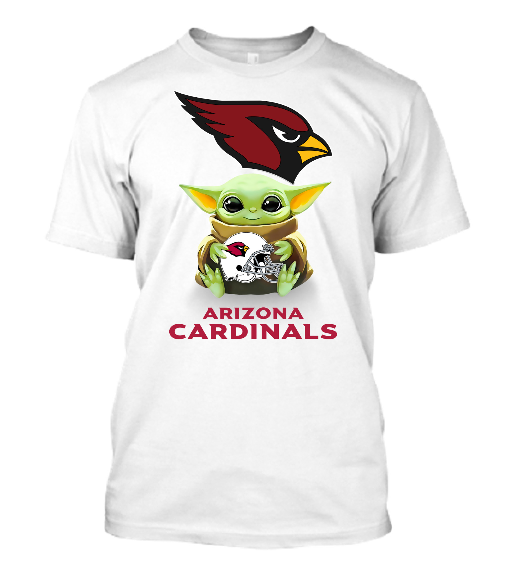 Baby Yoda Holds Arizona Cardinals Helmet T-Shirt