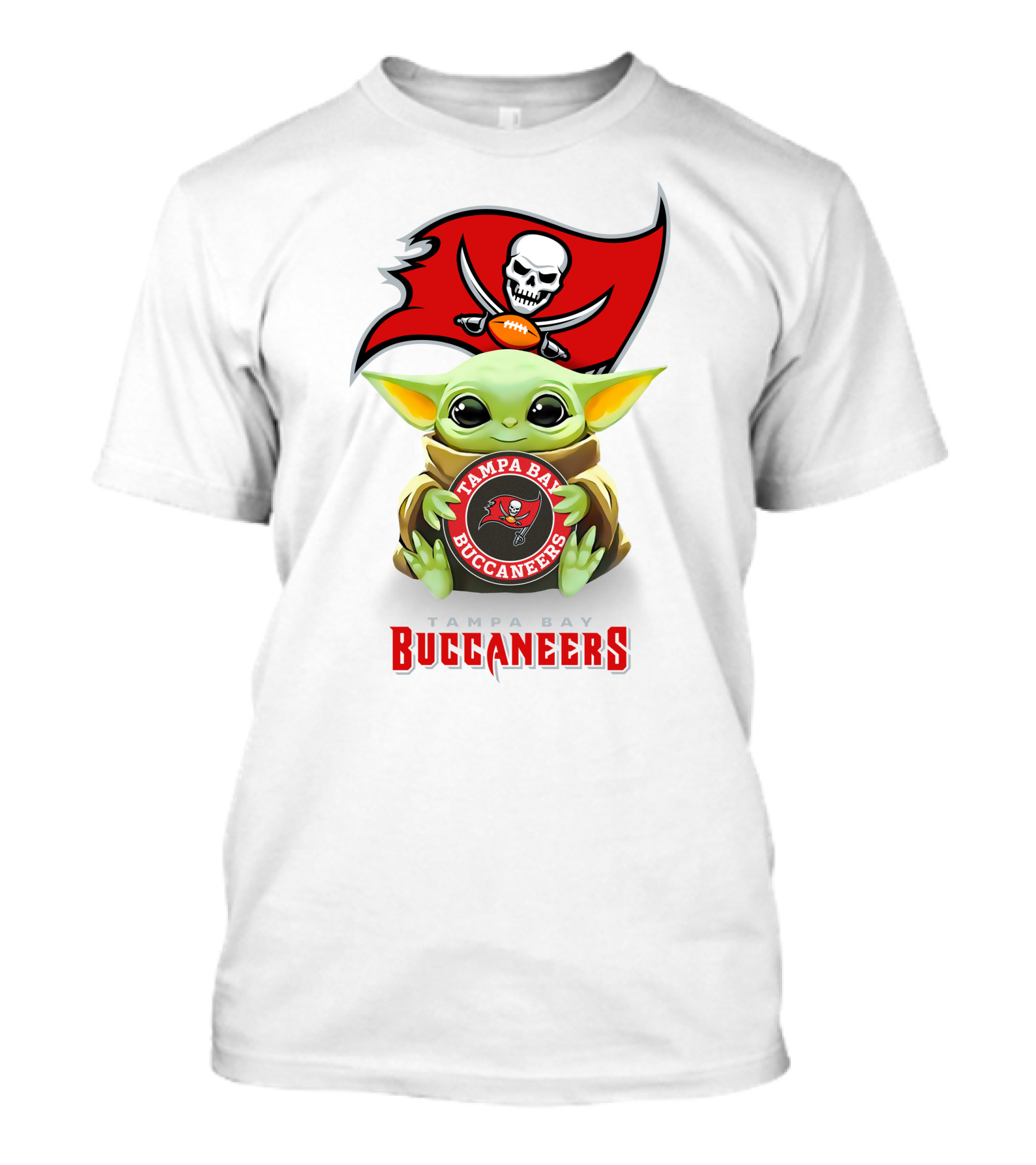 Baby Yoda Tampa Bay Buccaneers NFL Fan Logo Hug T-Shirt