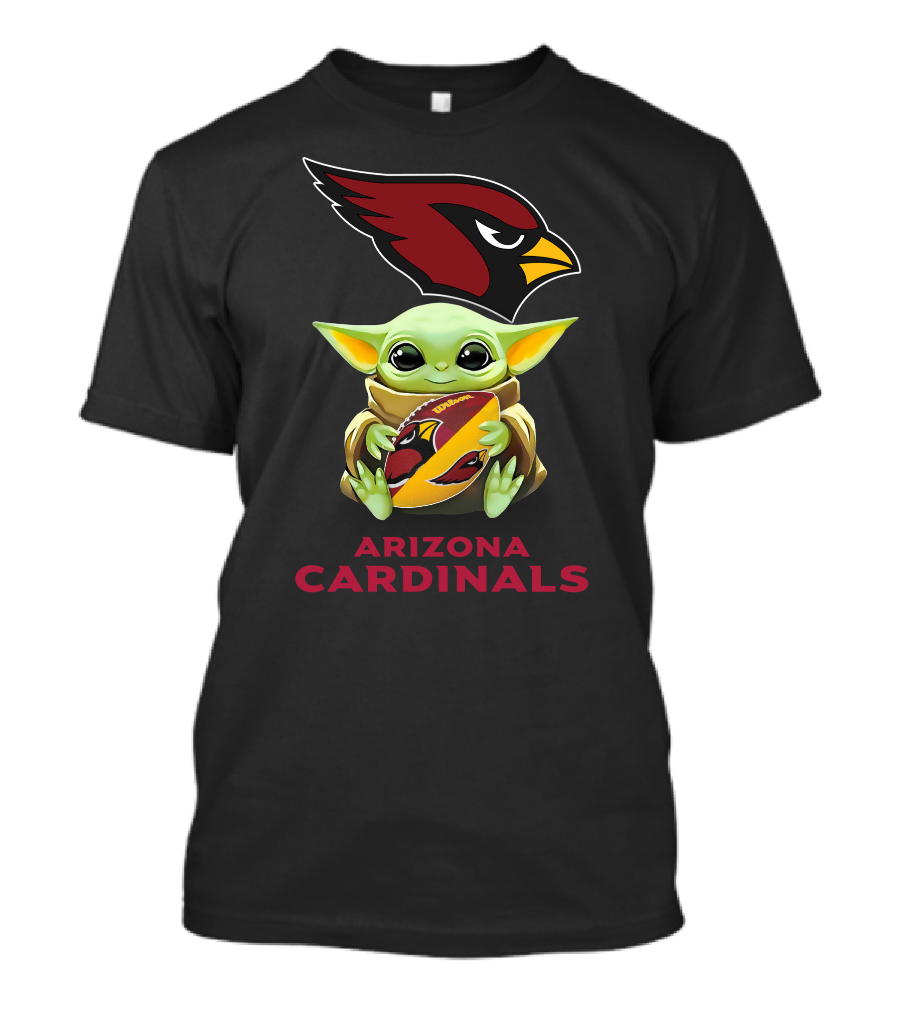Star Wars Baby Yoda Holding Arizona Cardinals Football T-Shirt