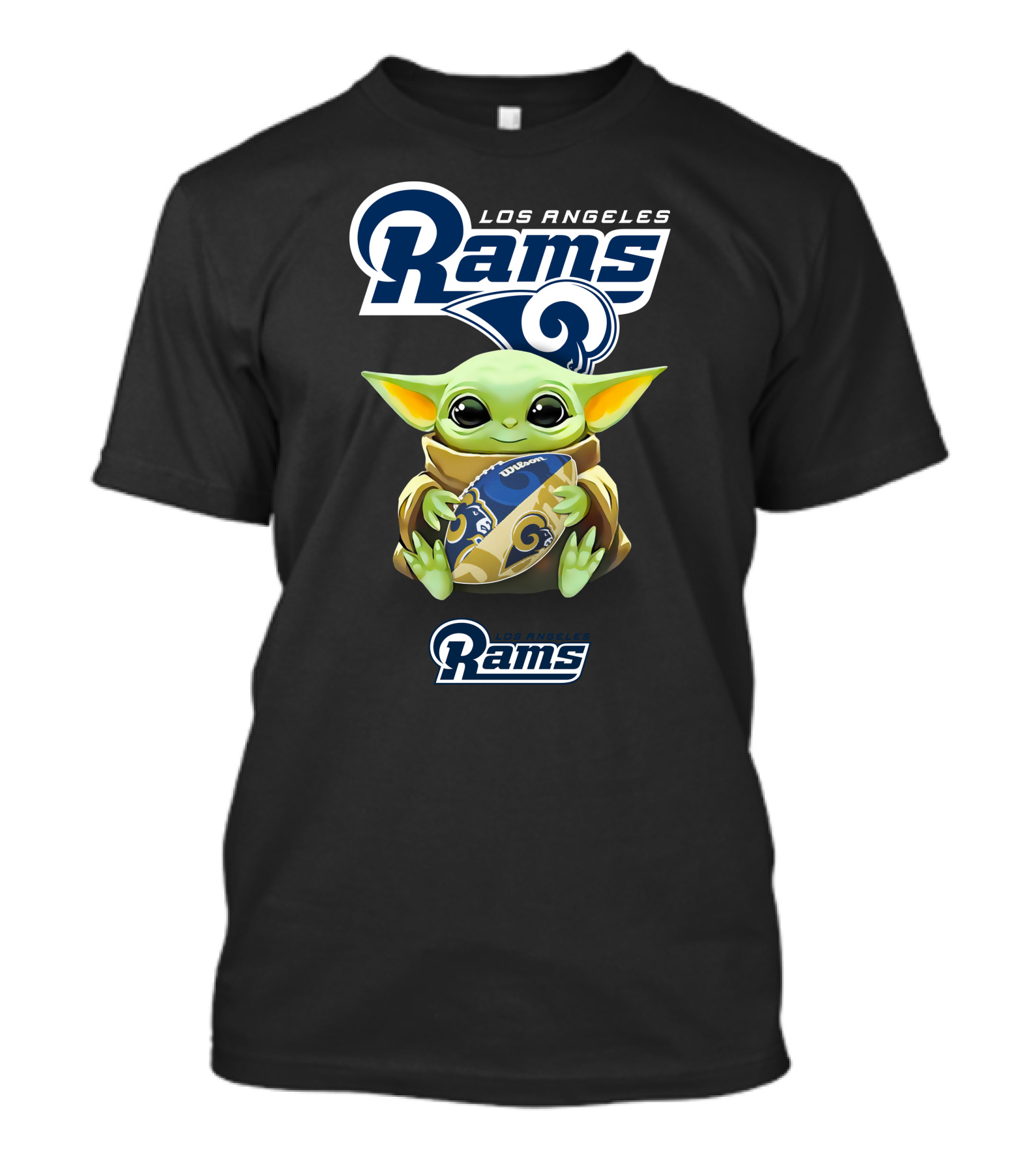Star Wars Baby Yoda Los Angeles Rams Football Hug T-Shirt