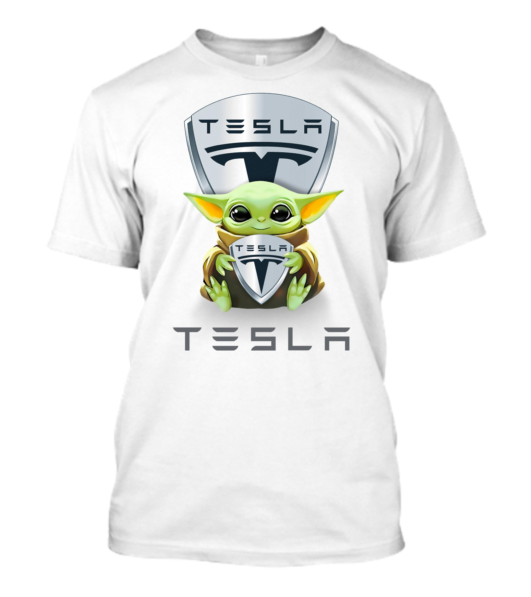 Star Wars Baby Yoda Holding Tesla T-Shirt