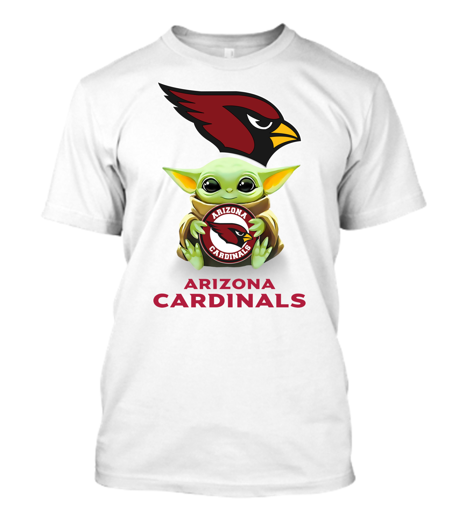 Baby Yoda Arizona Cardinals Hug Logo White T-Shirt