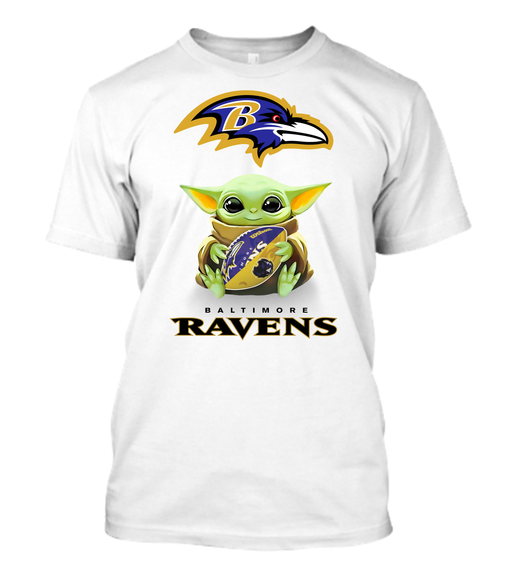 Baby Yoda Hug Baltimore Ravens Football Logo Ravens T-Shirt