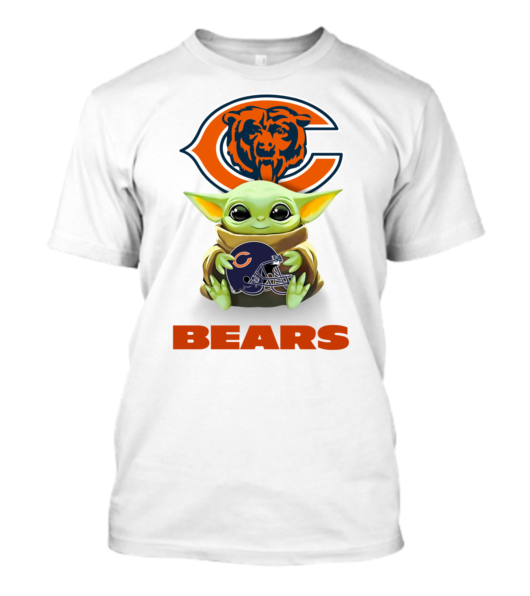 Baby Yoda Hug Chicago Bears Helmet Bears T-Shirt