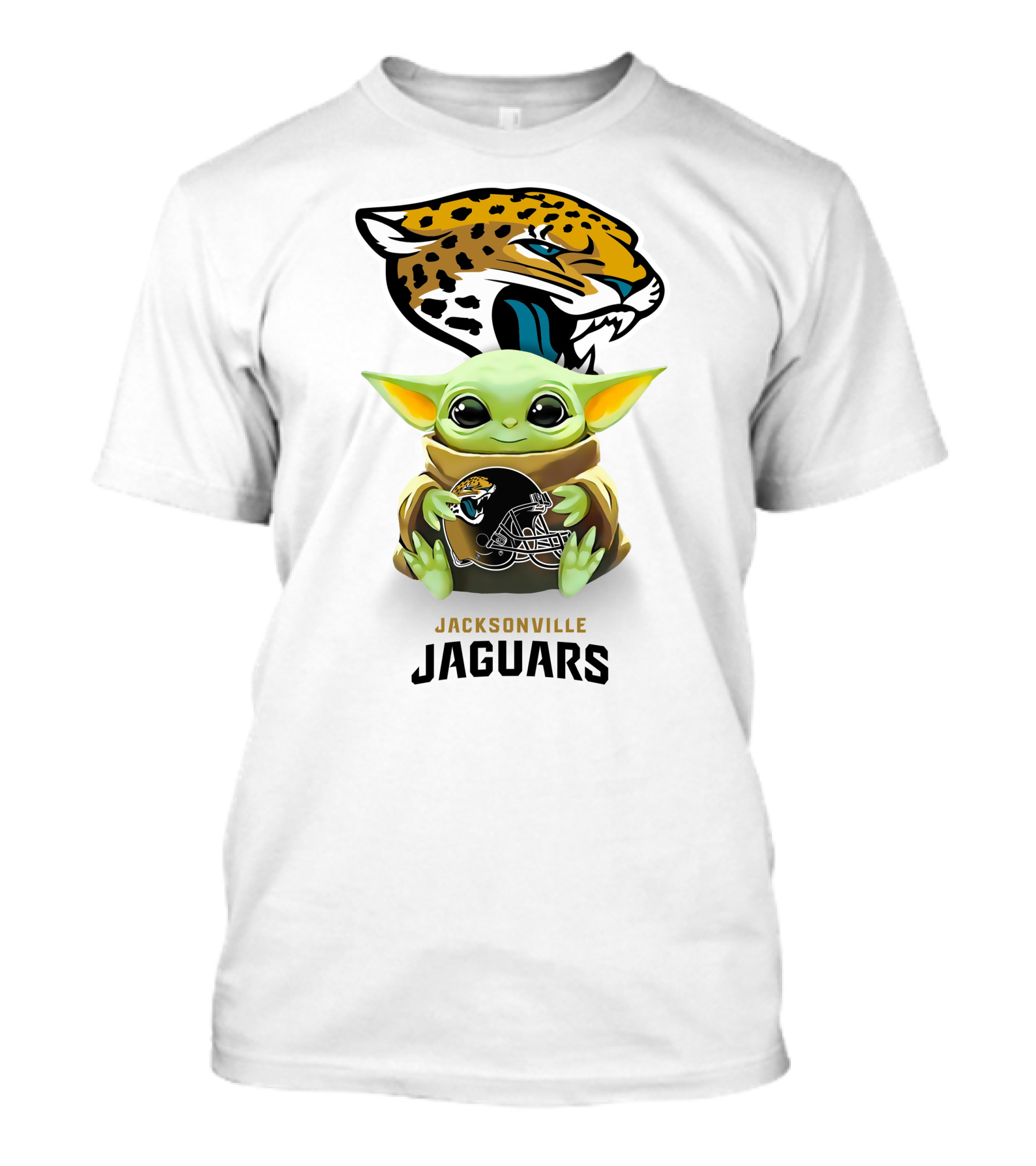 Baby Yoda Jacksonville Jaguars Helmet Hugging Jaguar T-Shirt