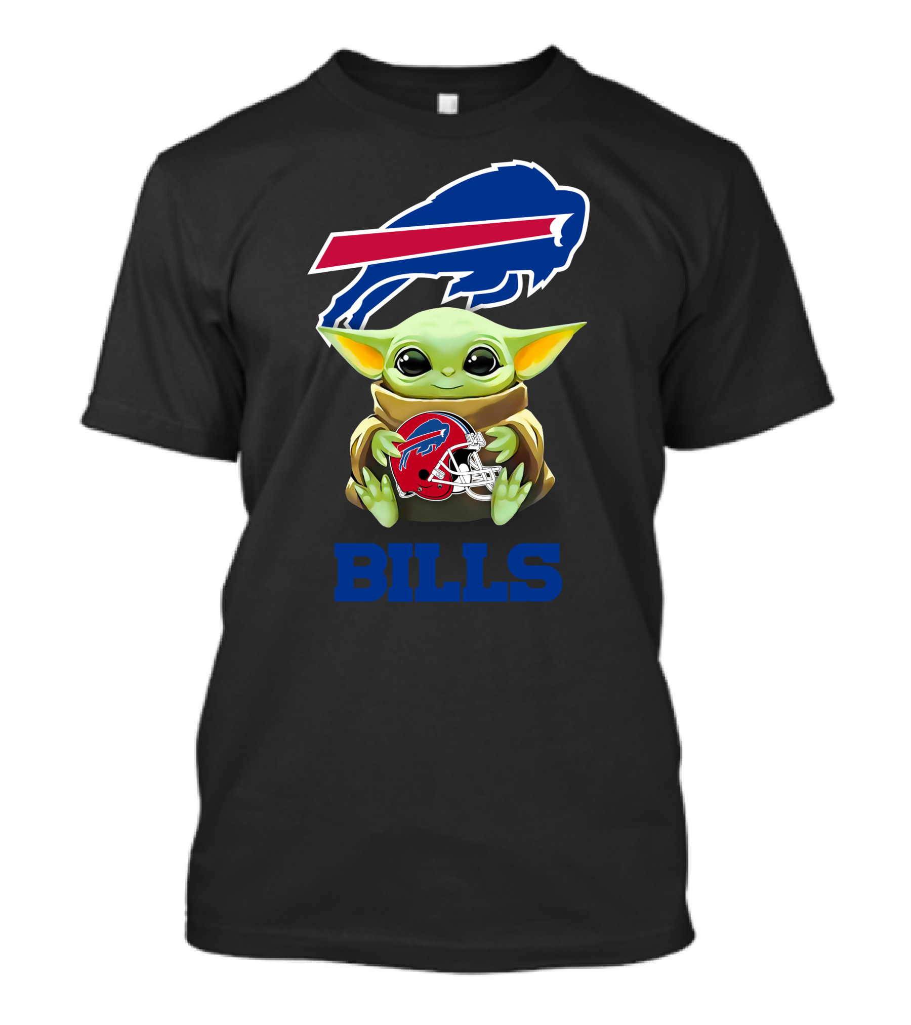 Grogu Holding Buffalo Bills Helmet With Logo And BILLS Text T-Shirt