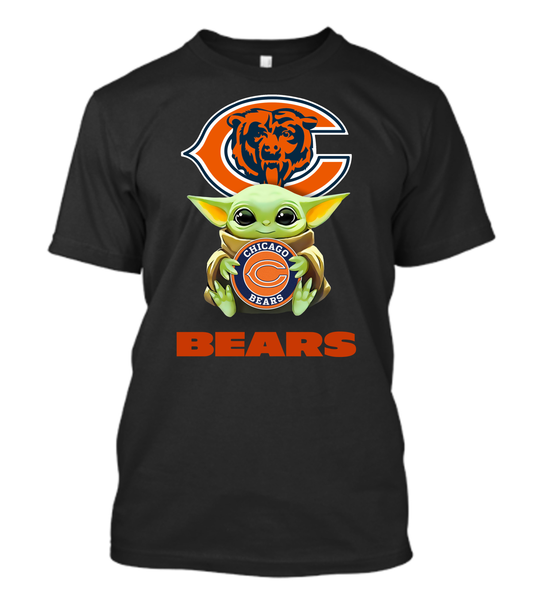 Grogu Holding Chicago Bears Logo Fans T-Shirt
