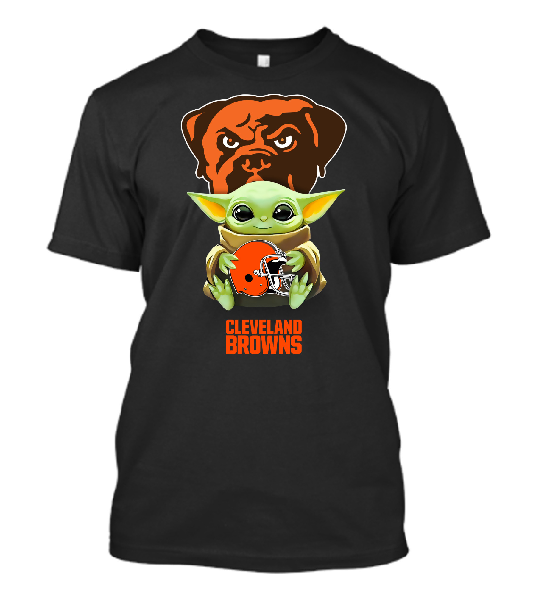 Grogu Cleveland Browns Helmet With Dawg Pound T-Shirt