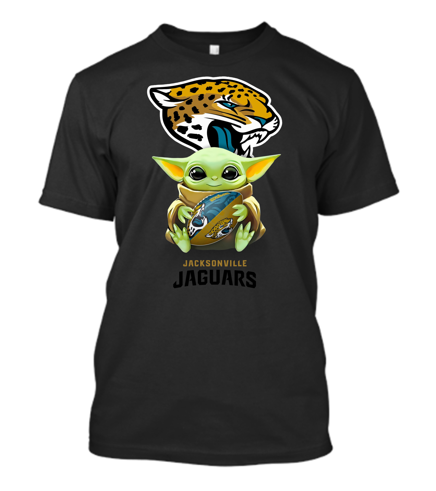 Grogu Holding Football With Jacksonville Jaguars T-Shirt