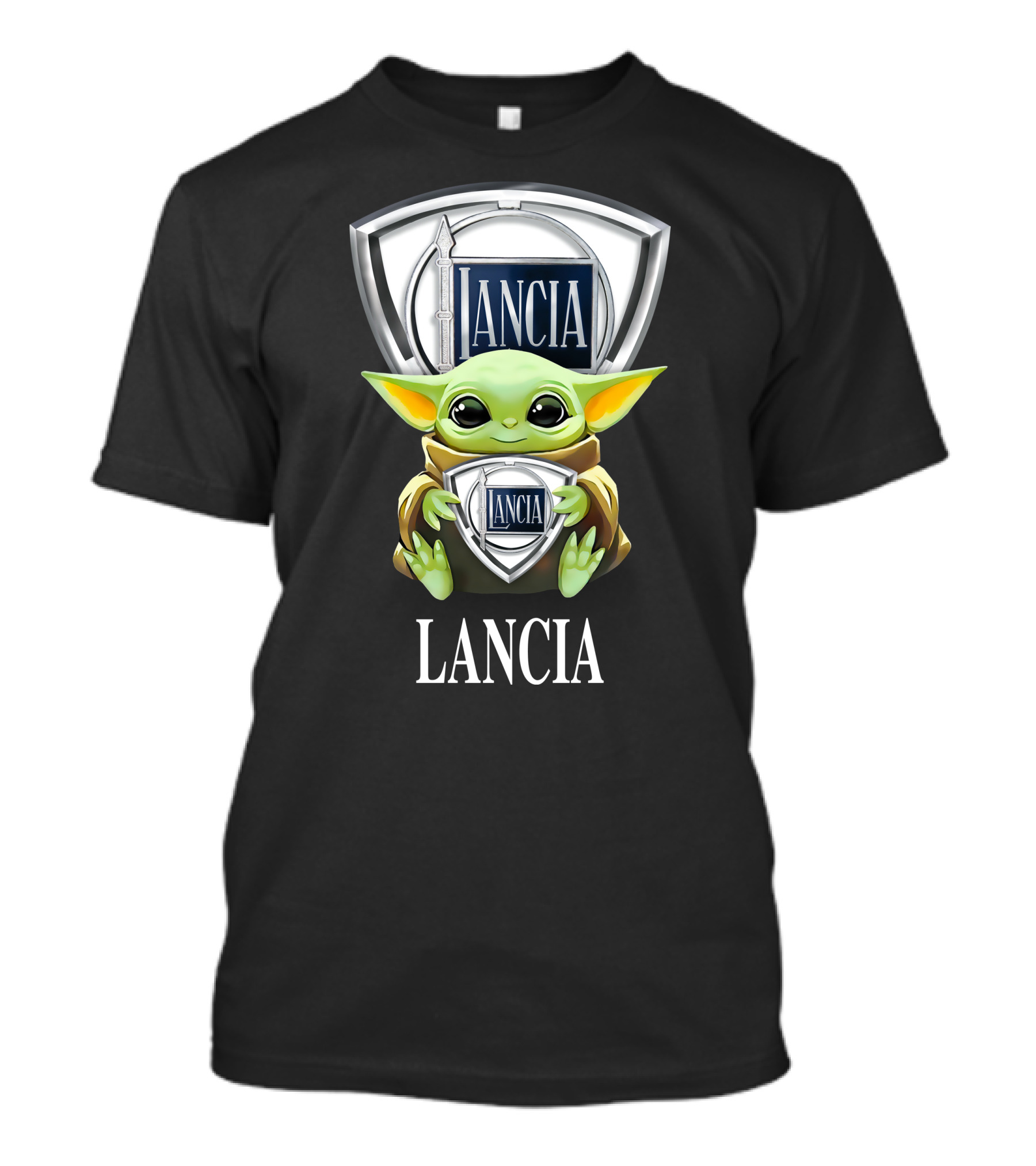 Grogu Holding Lancia Logo With Shield Emblem T-Shirt