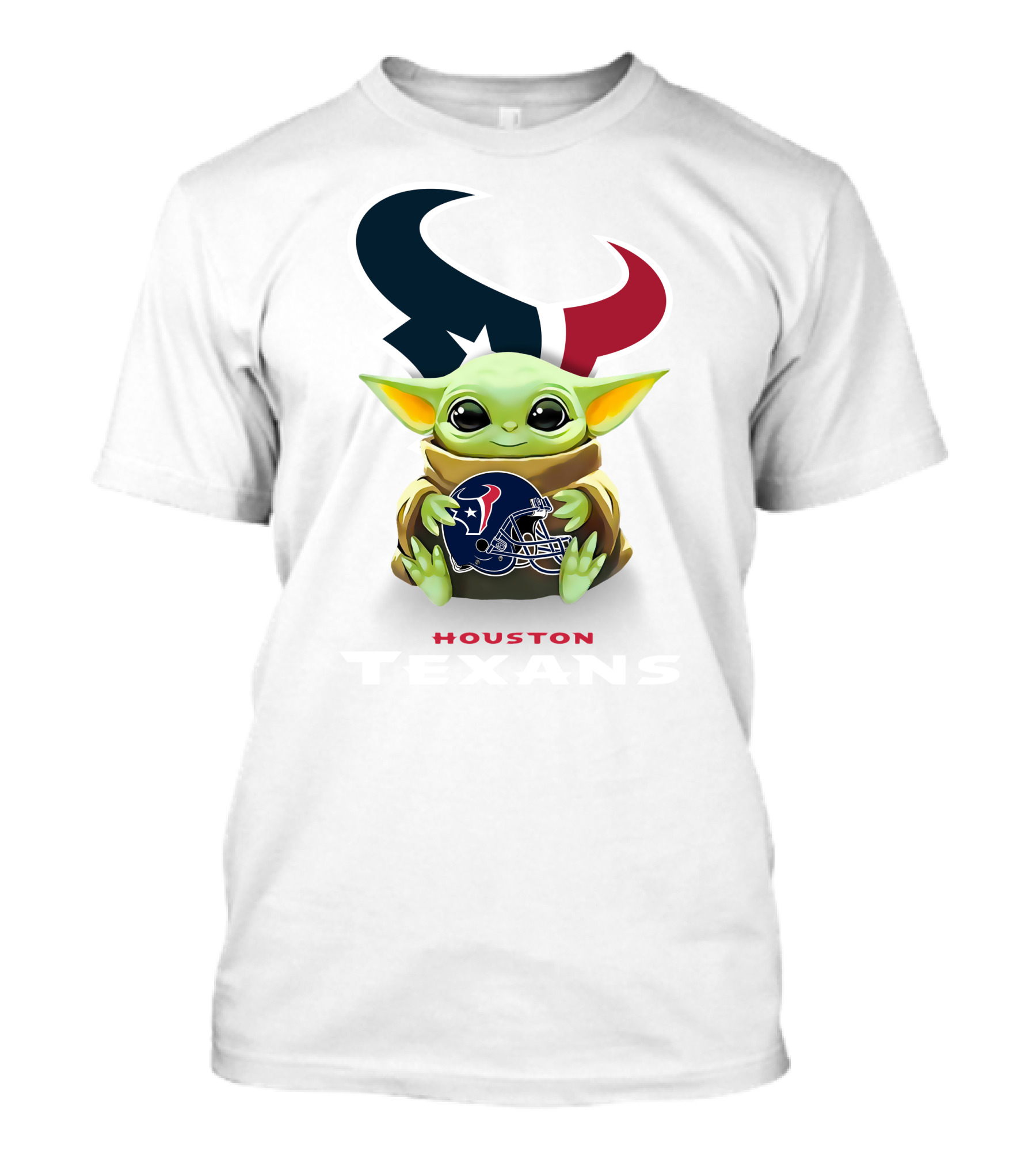 Grogu Holding Houston Texans Helmet Logo NFL Emblem T-Shirt