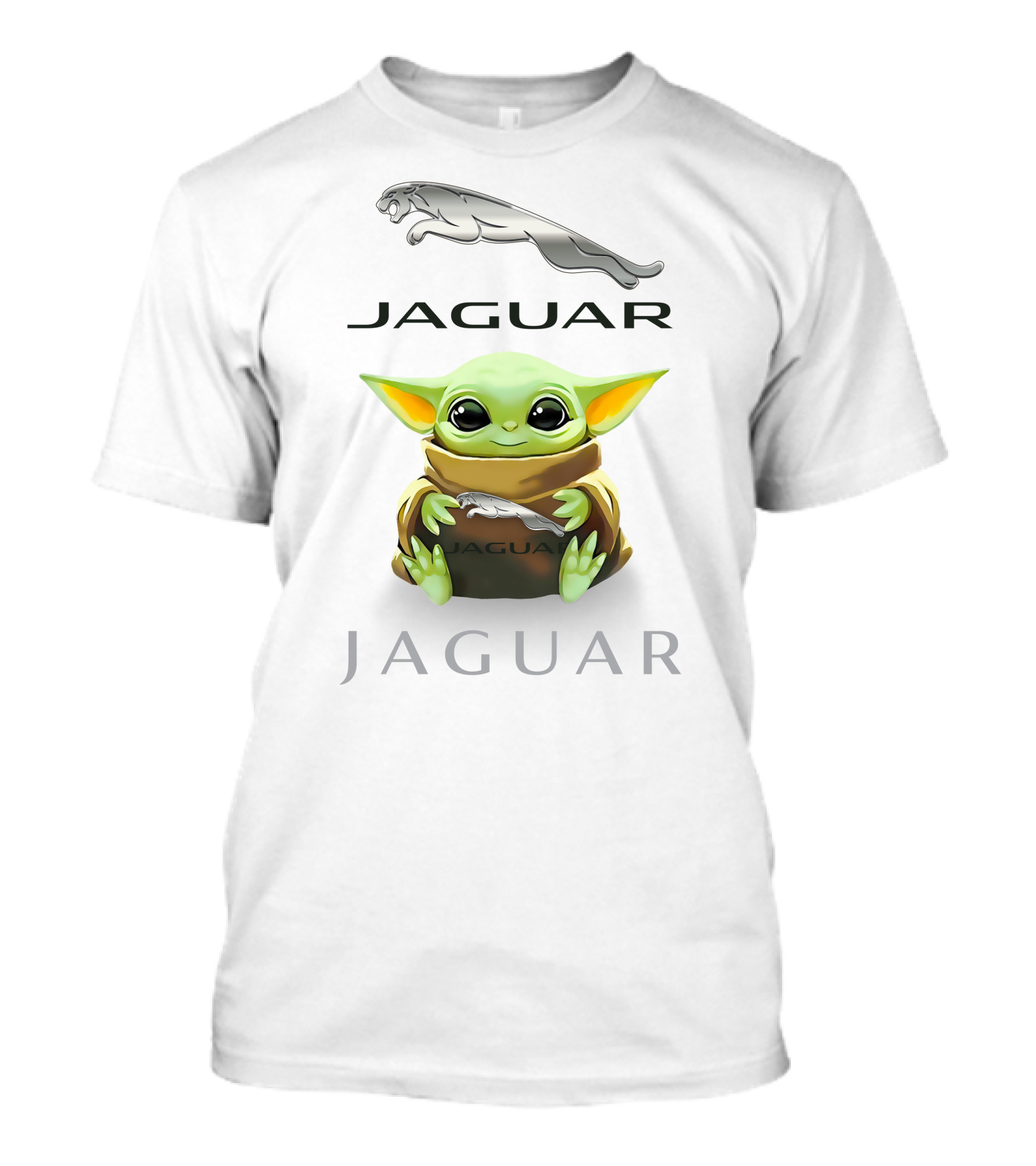 Grogu Holding Jaguar Logo Embrace T-Shirt