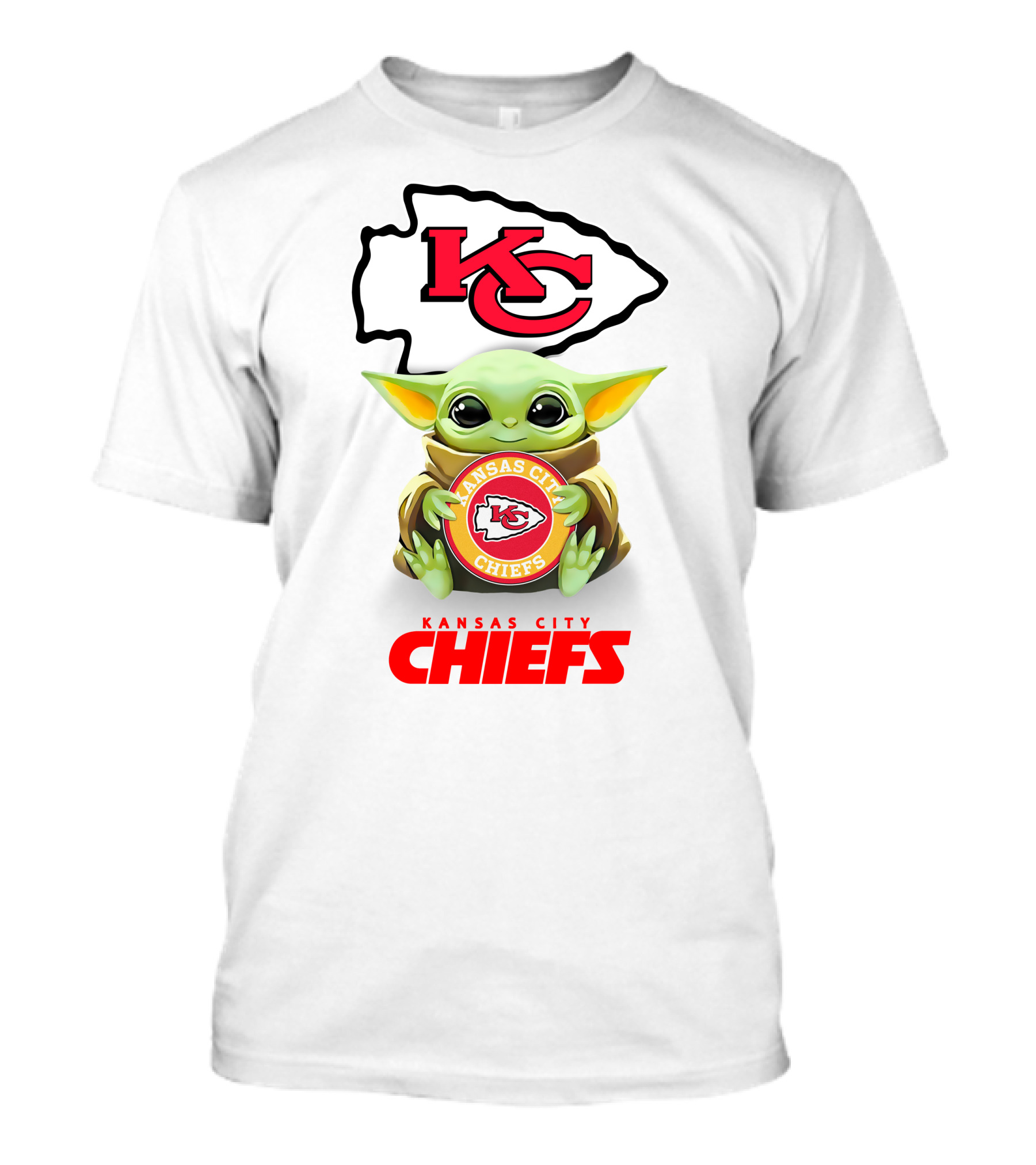 Kansas City Chiefs Grogu Hugging Team Emblem T-Shirt