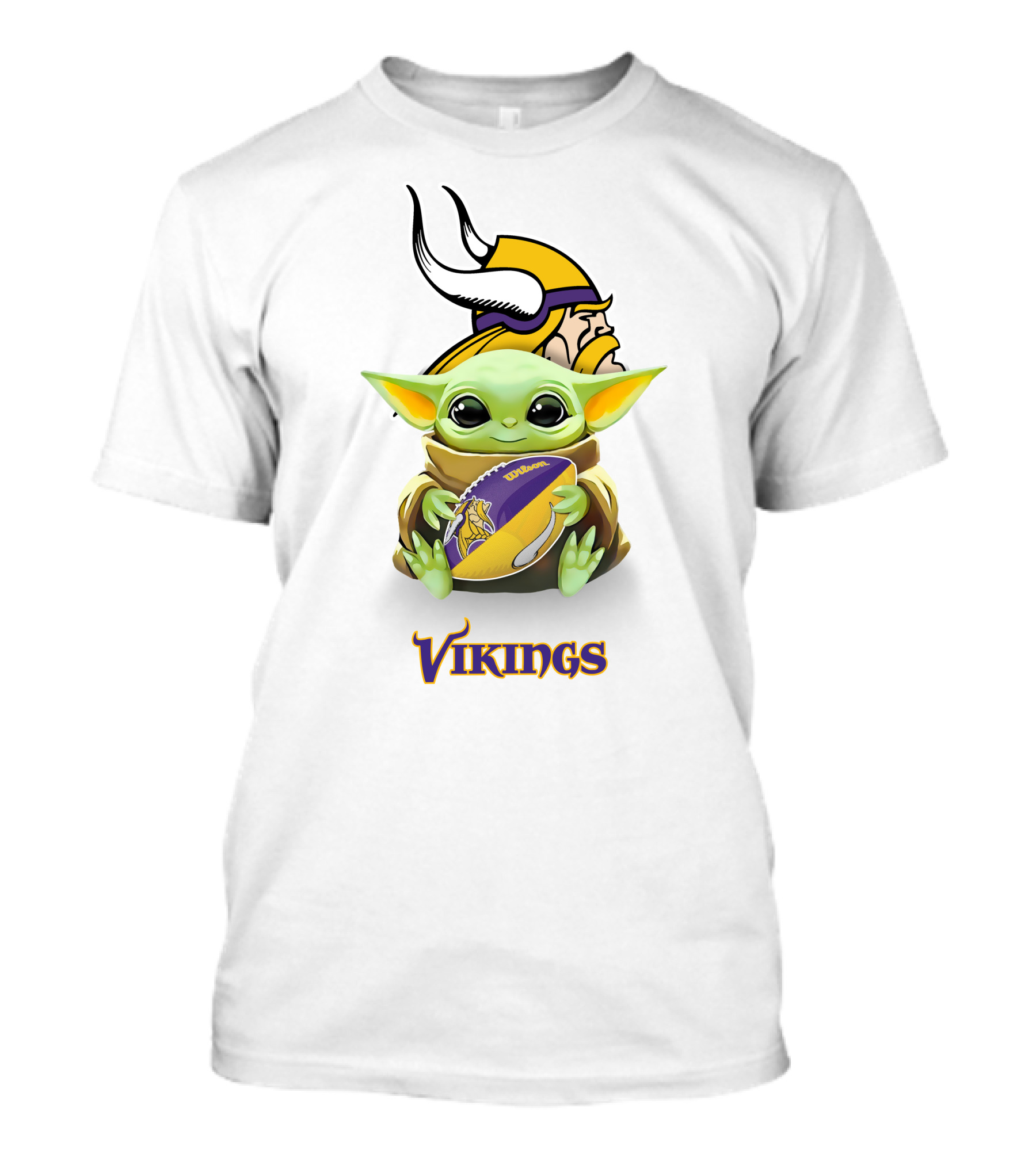 Grogu Holding Minnesota Vikings Football With Vikings T-Shirt