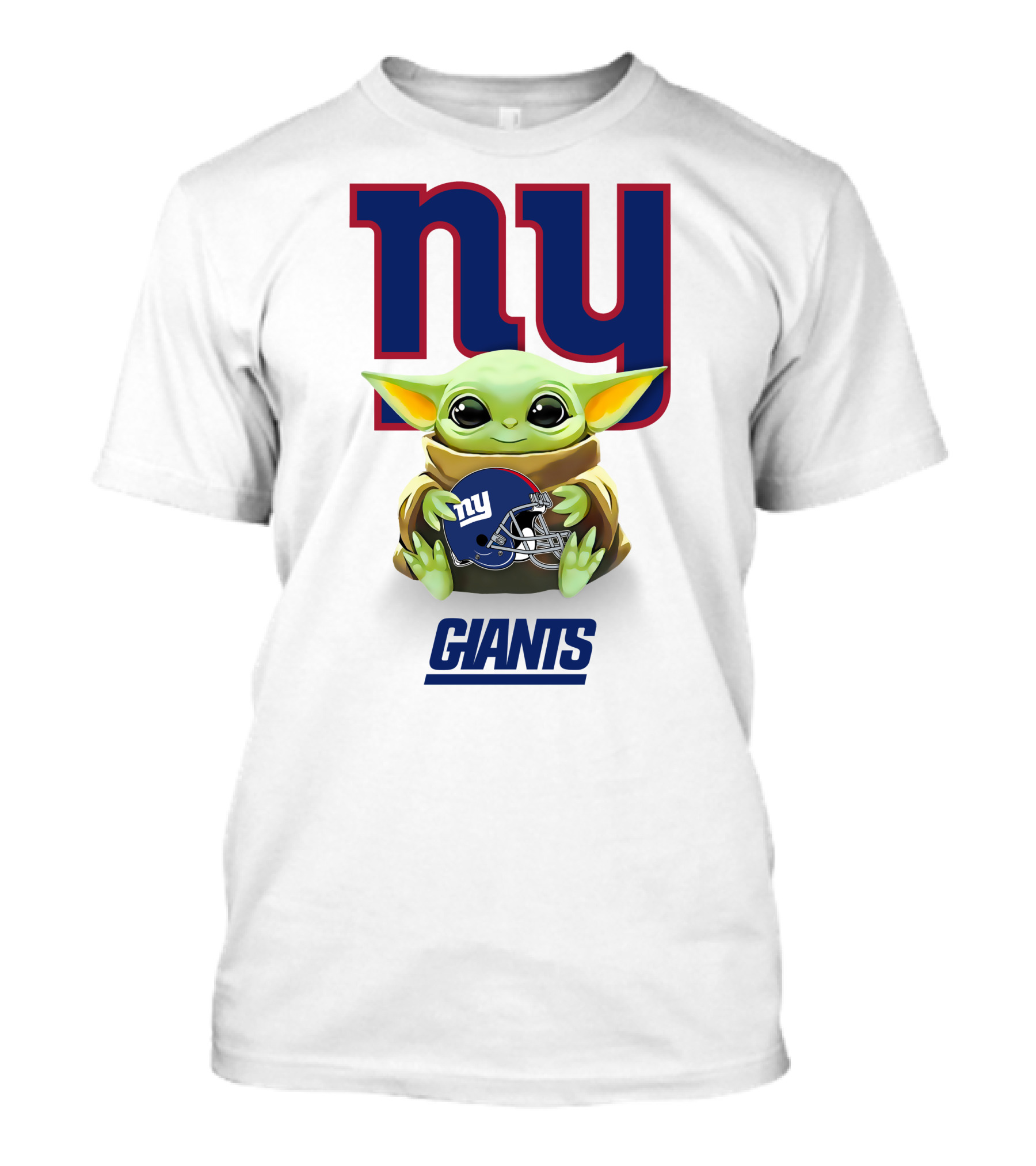 Grogu NY Giants Helmet Hug With Giants Text T-Shirt