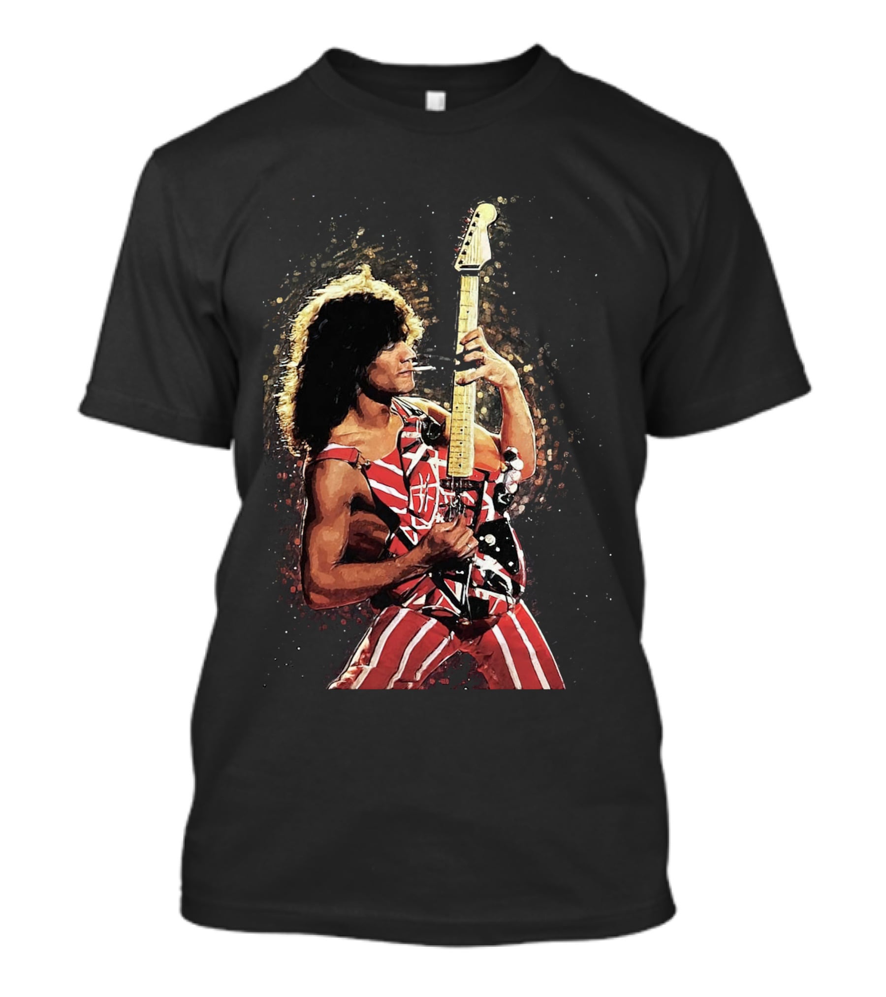 Guitar Legend Iconic Pose Rock Star Stripes T-Shirt