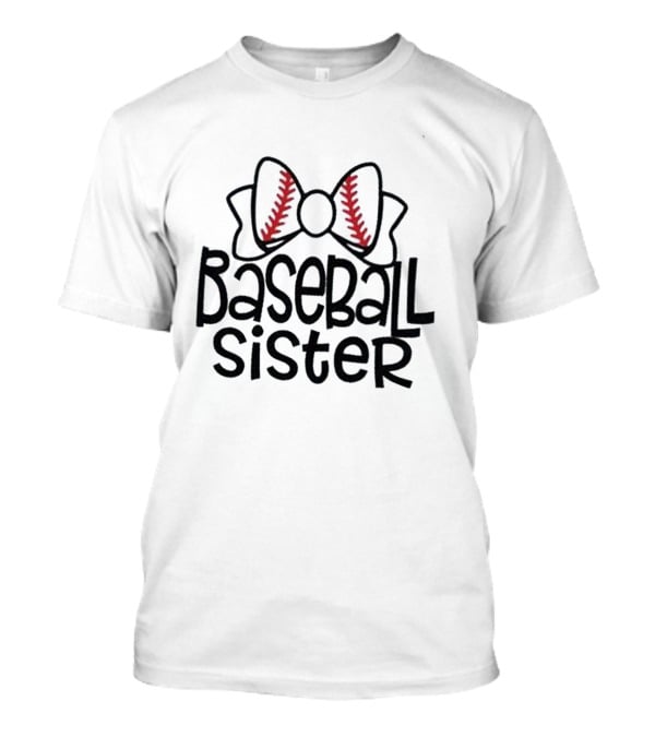Baseball Sister With Baseball-Themed Bow T-Shirt