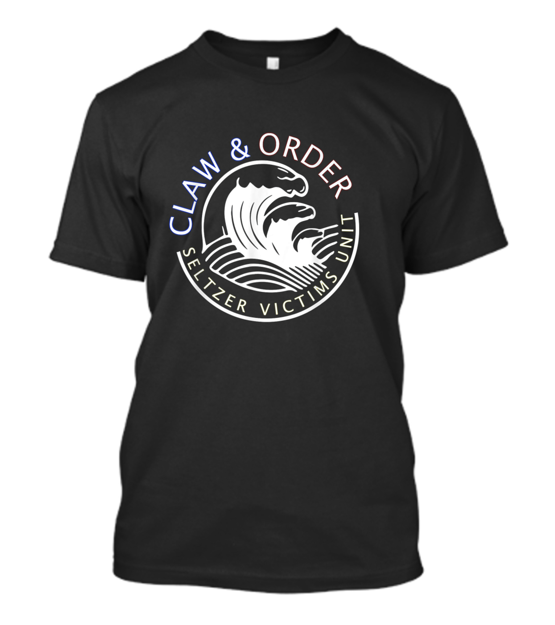 Claw And Order Seltzer Victims Unit Wave Emblem T-Shirt
