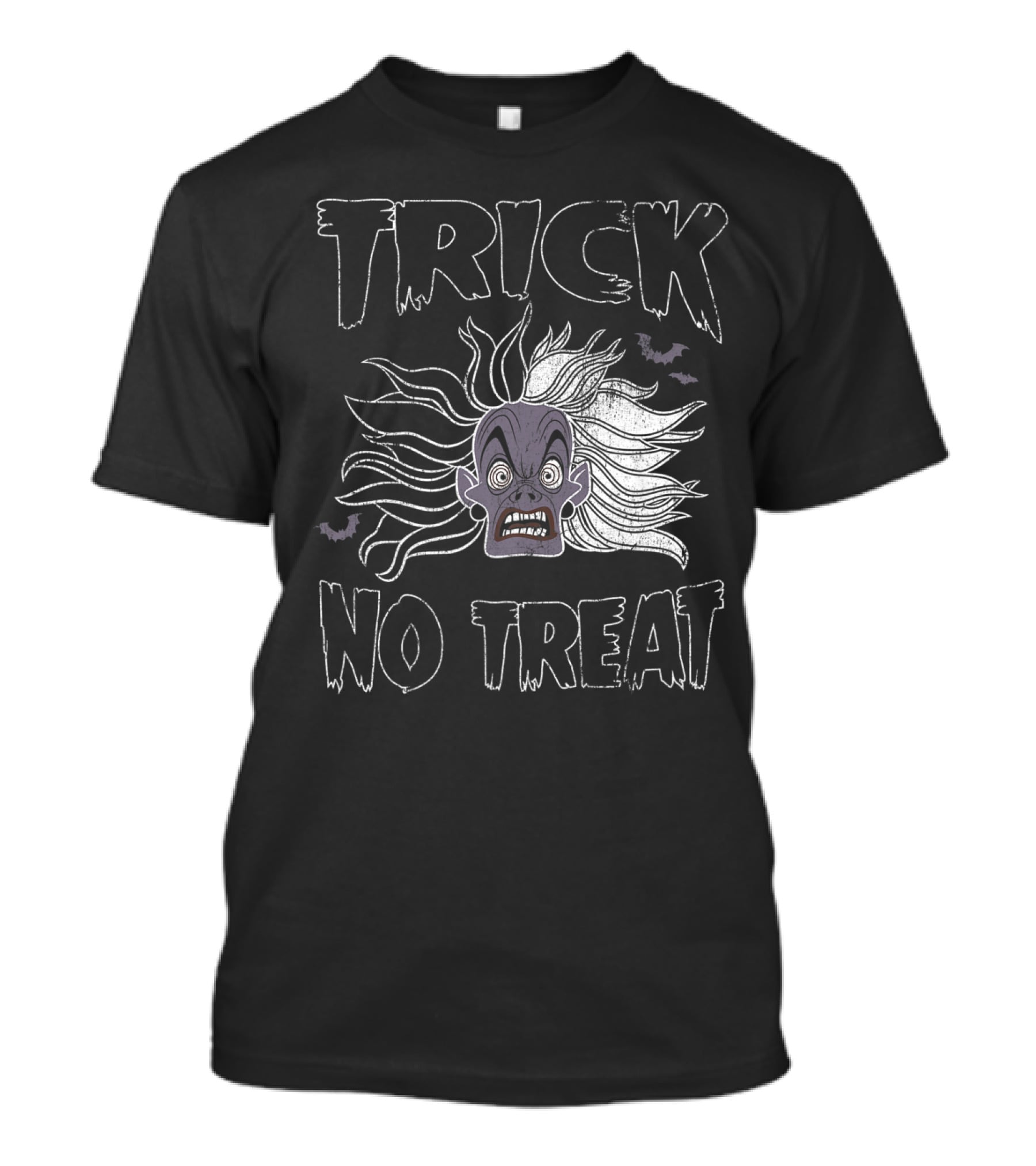 Trick No Treat Spooky Ghost Face With Flying Bats T-Shirt