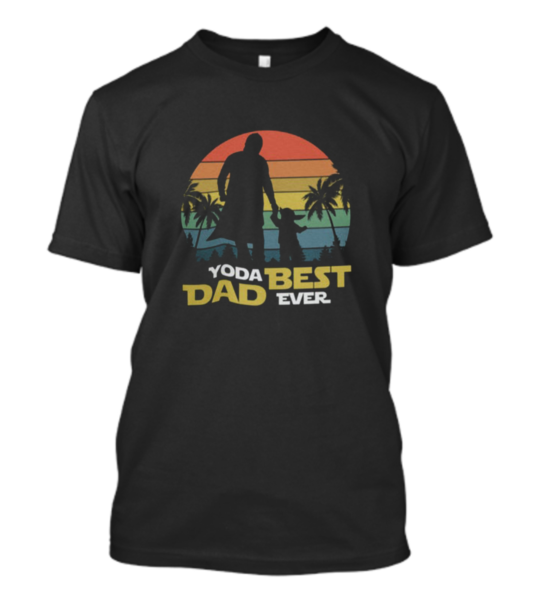 Yoda Best Dad Ever Retro Sunset Palm Trees T-Shirt