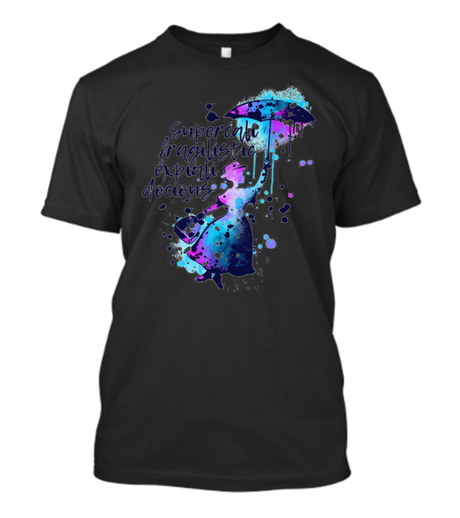 Supercalifragilisticexpialidocious Mary Watercolor Umbrella T-Shirt