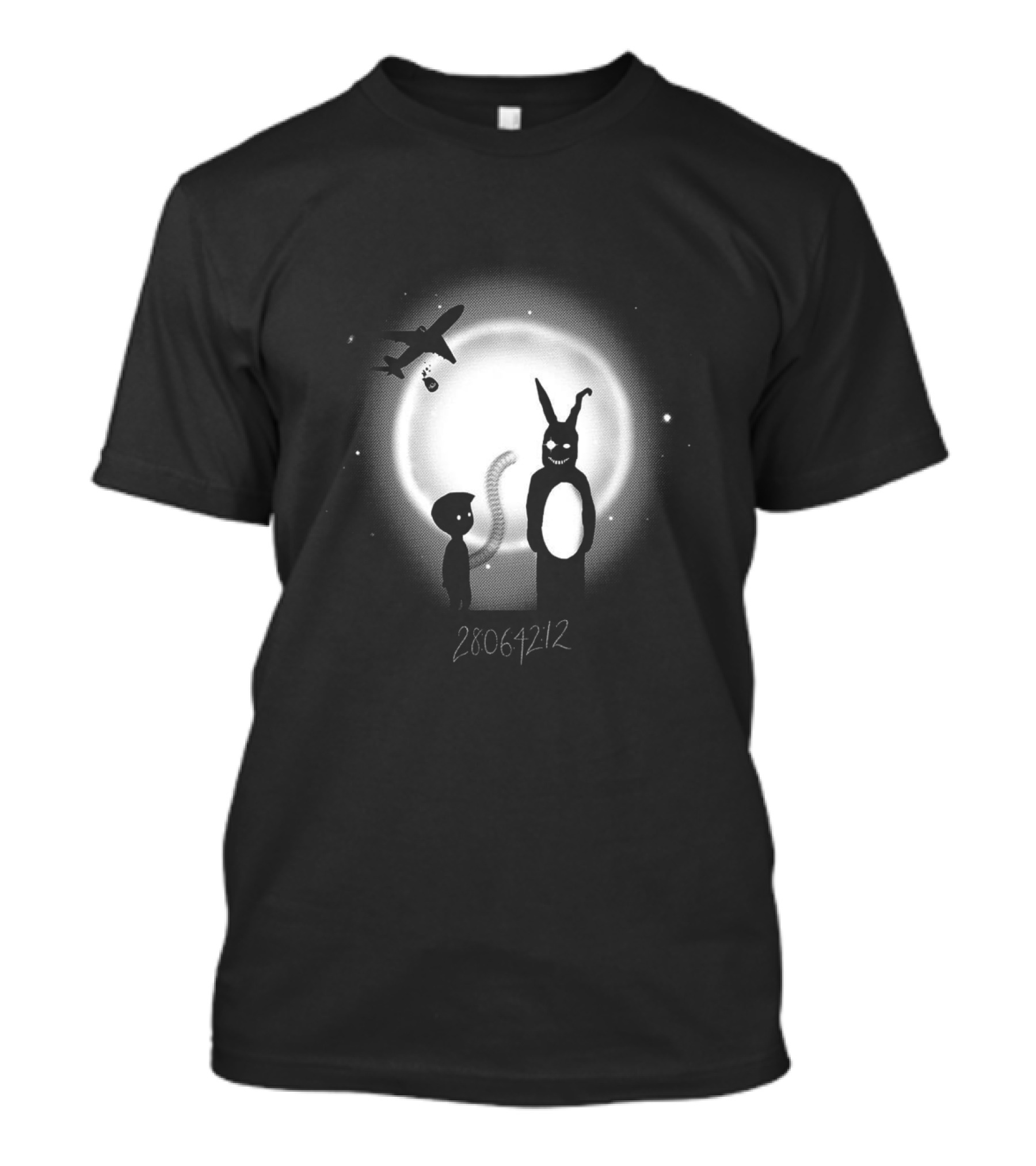 Donnie In Limbo 28064212 Dark Rabbit And Airplane Silhouette Against Moon T-Shirt