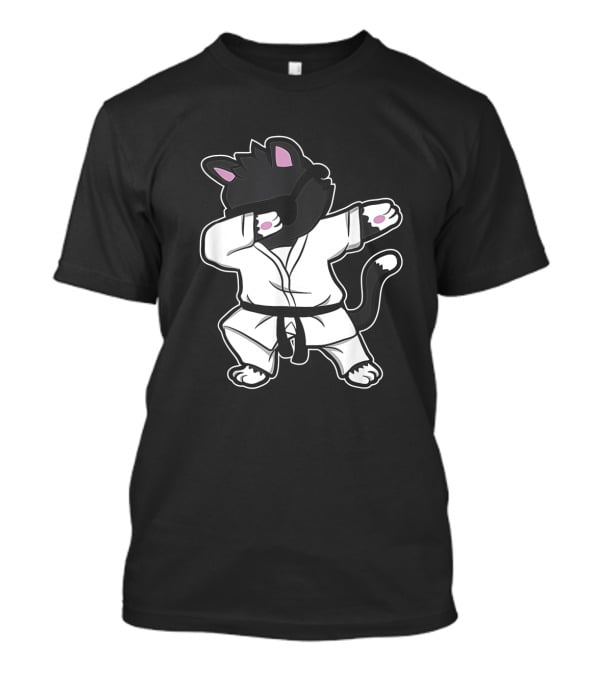Karate Girls Love Funny Dabbing Karate Cat In Gi T-Shirt