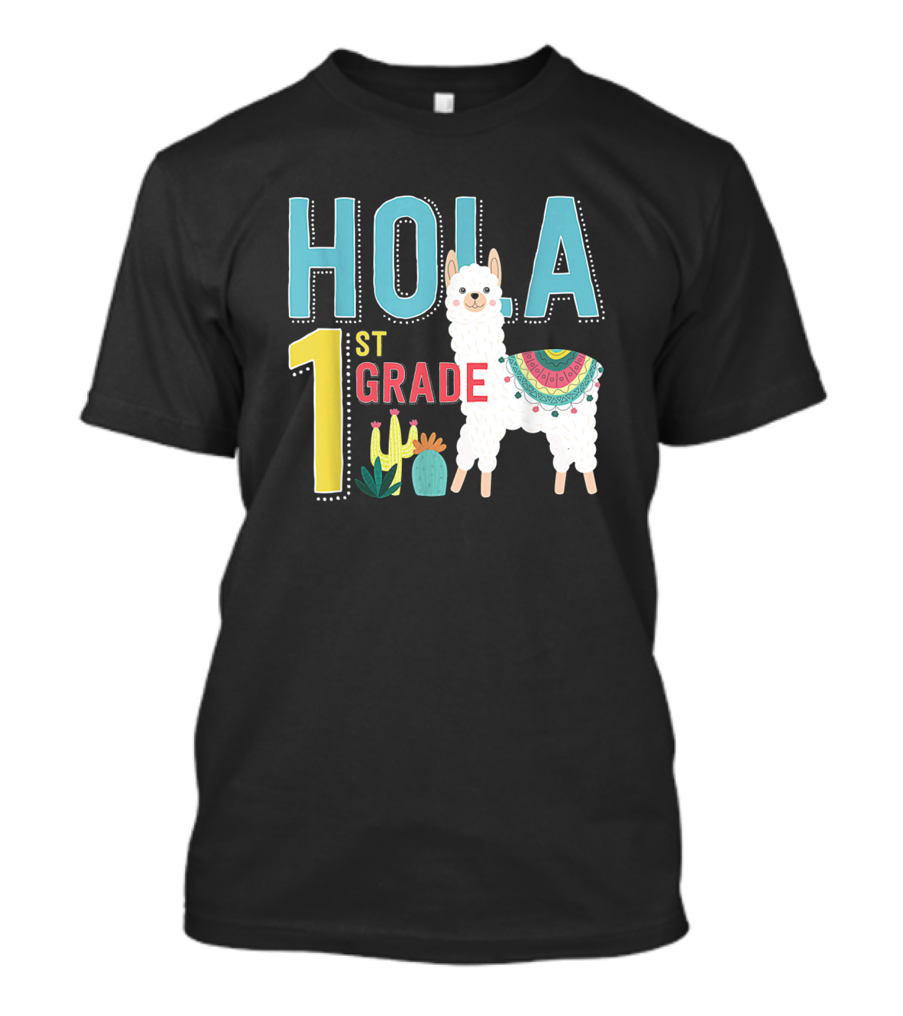 HOLA First Grade Llama Cactus Theme Educational ESL Teachers T-Shirt